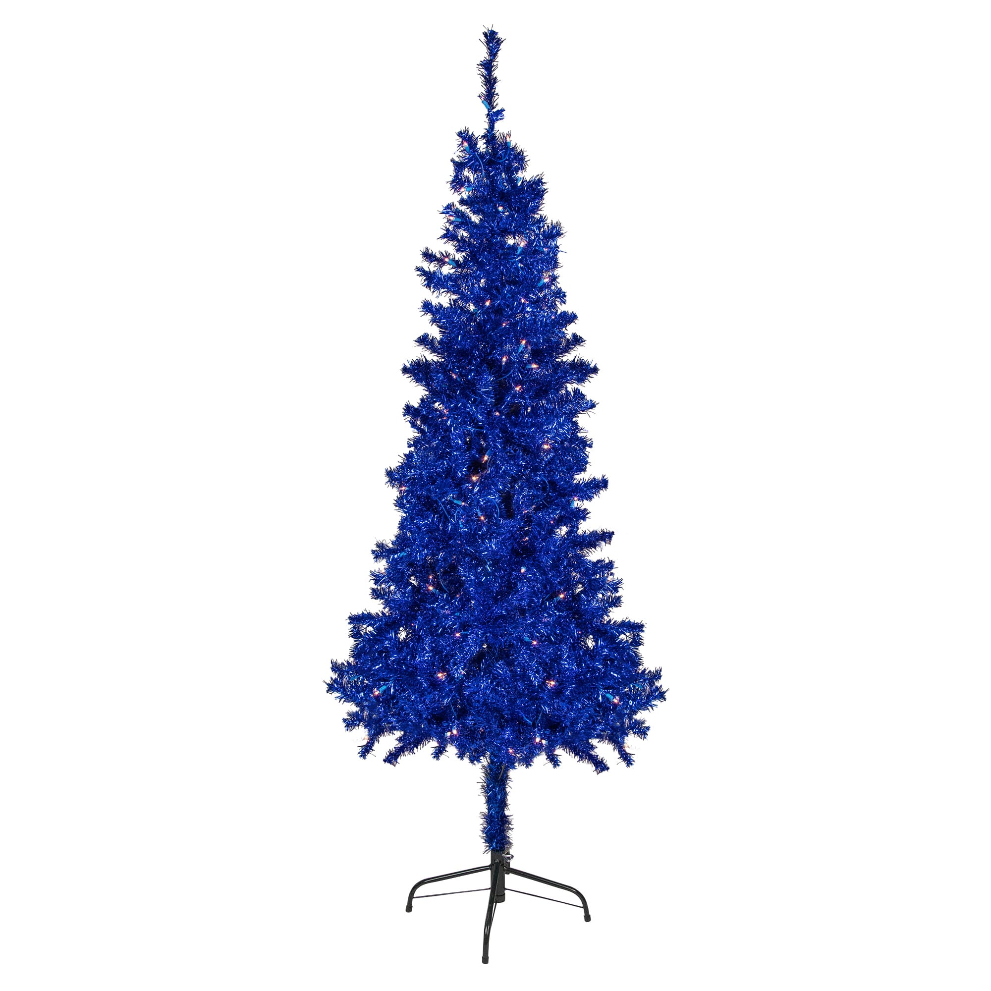 6ft. Pre-Lit Blue Tinsel Artificial Christmas Tree, Clear Lights