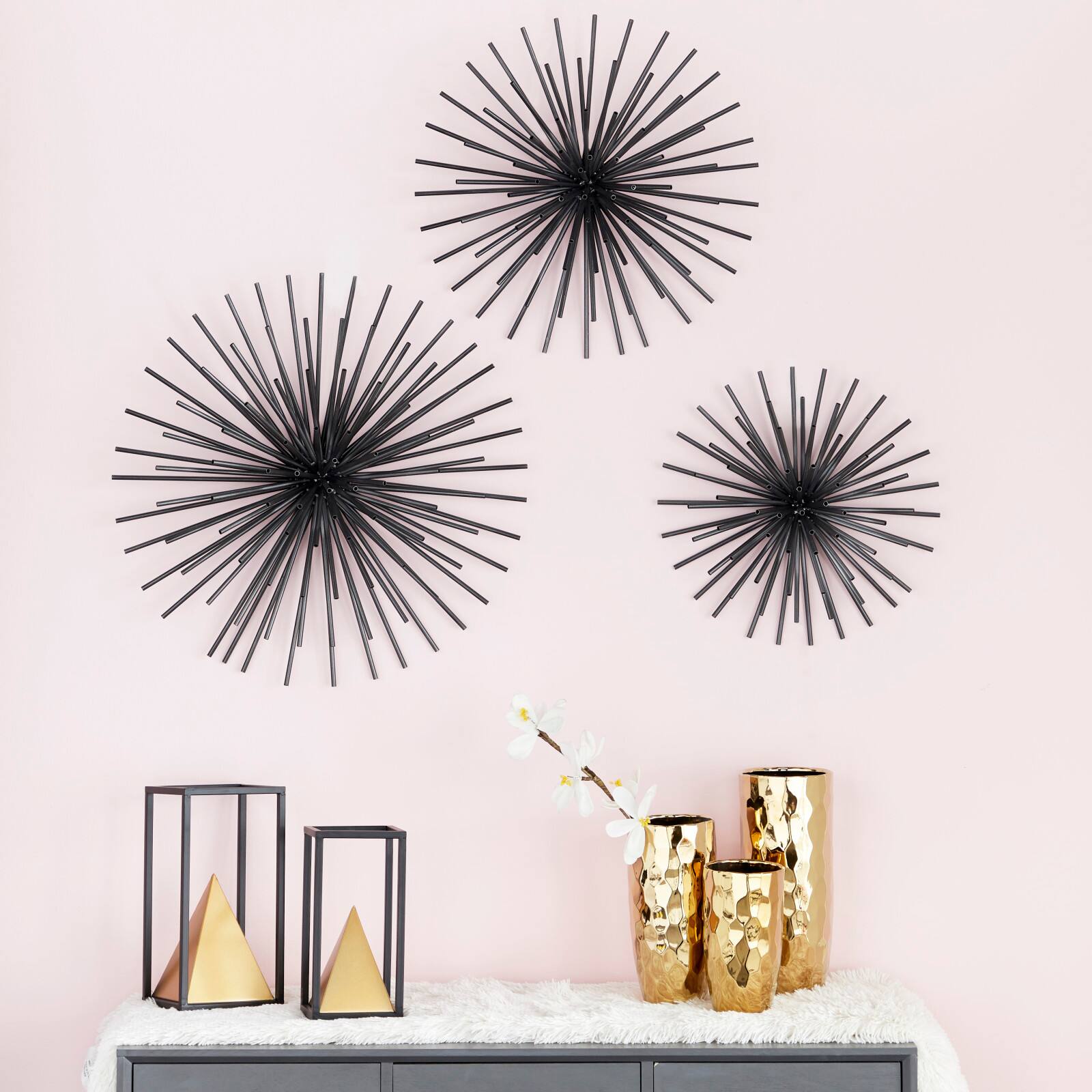 Black Metal Contemporary Wall D&#xE9;cor Set, 3ct.
