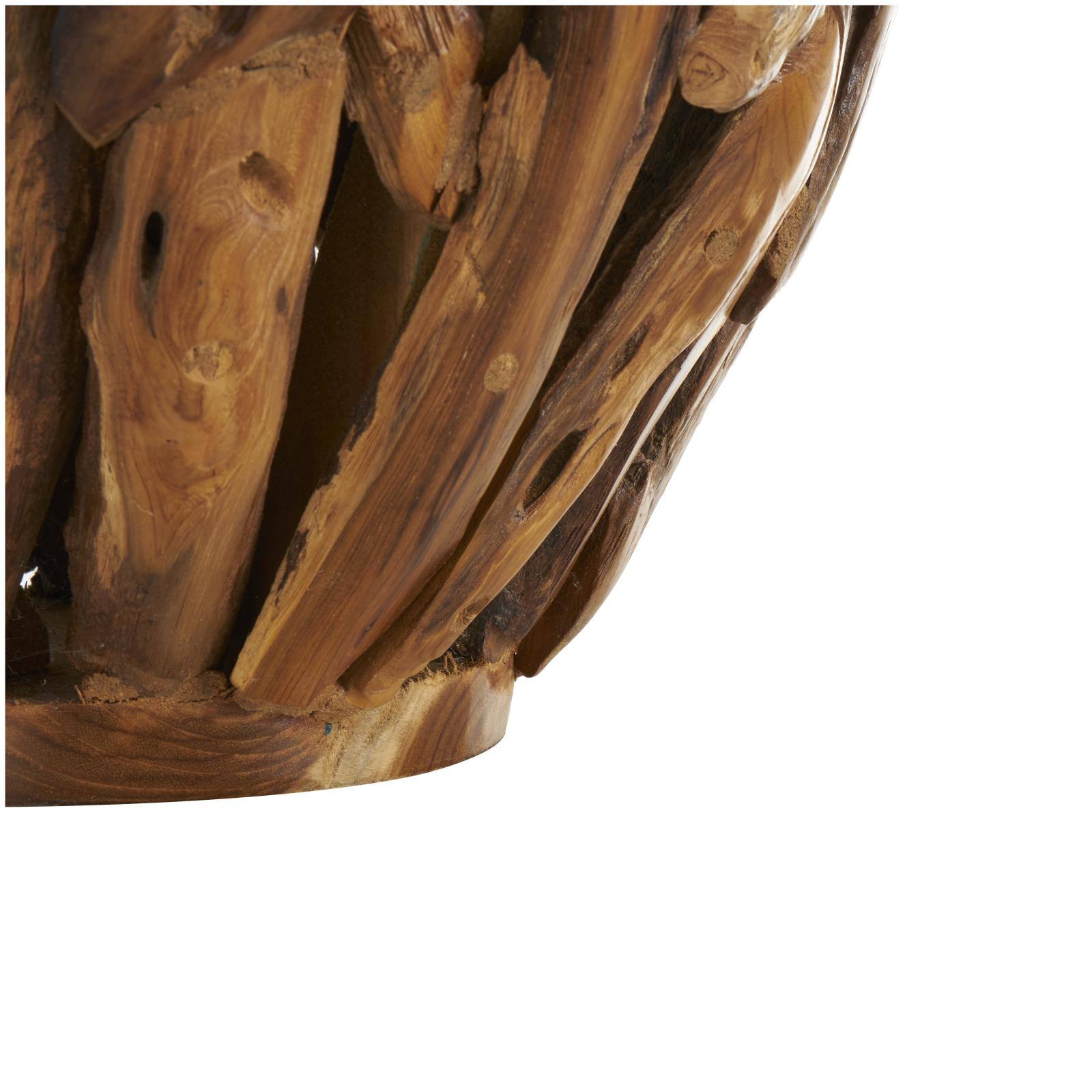 15.5" Brown Teak Wood Handmade Live Edge Tree Branch Vase