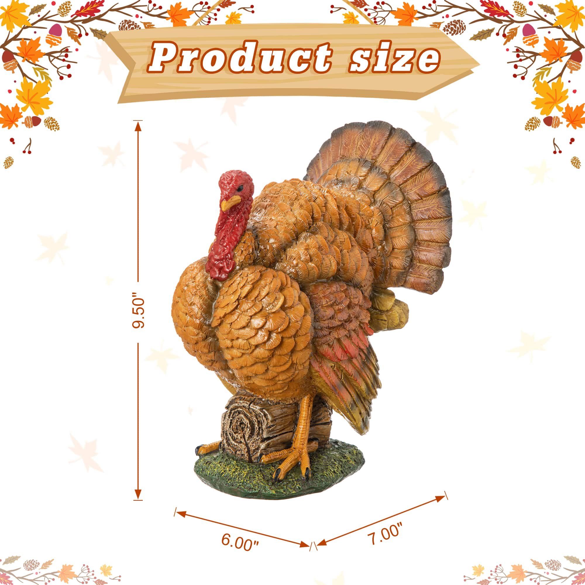 Glitzhome&#xAE; 9.5&#x22; Thanksgiving Resin Turkey Table D&#xE9;cor