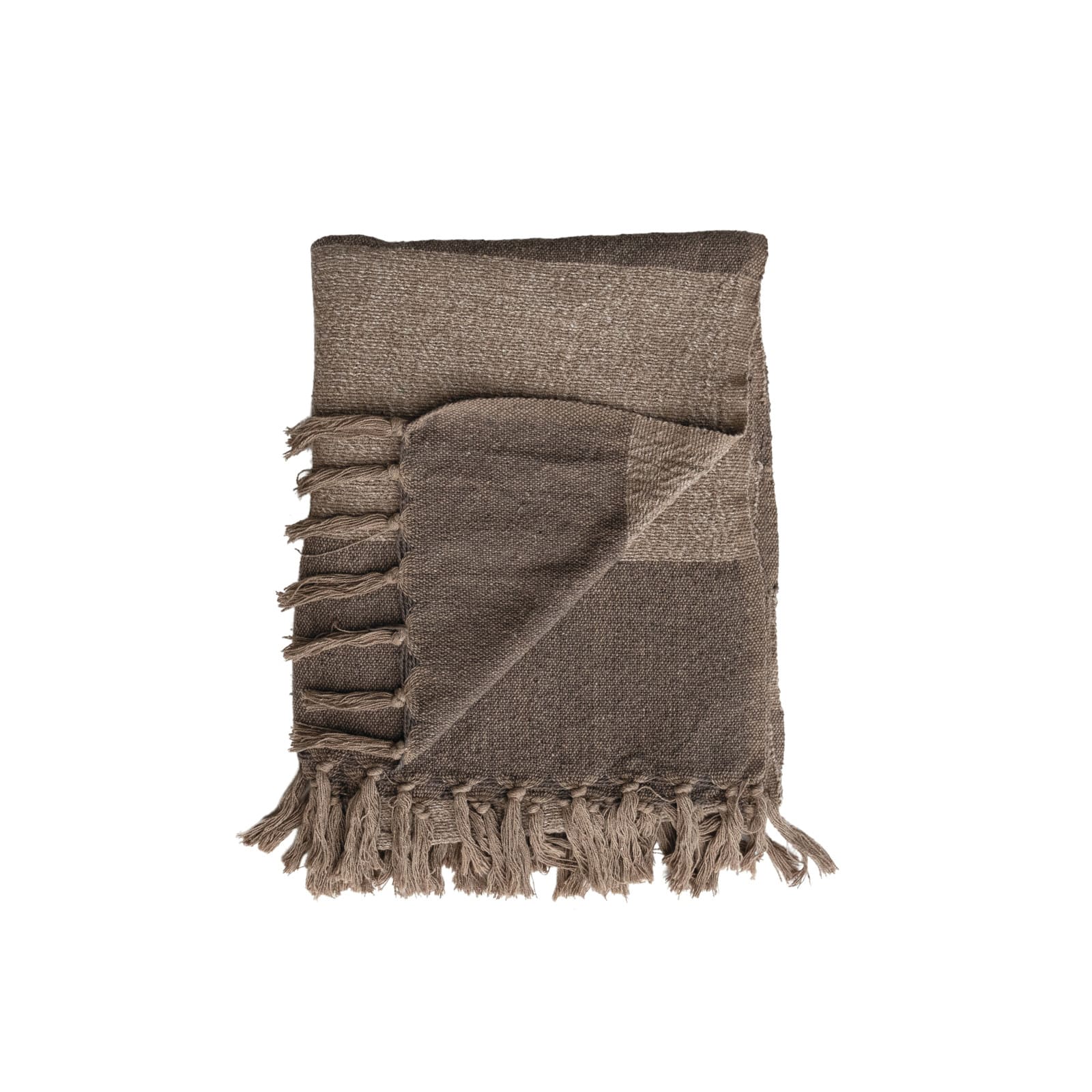 Hello Honey® Beige & Brown Savannah Stripe Cotton Blend Throw with Fringe