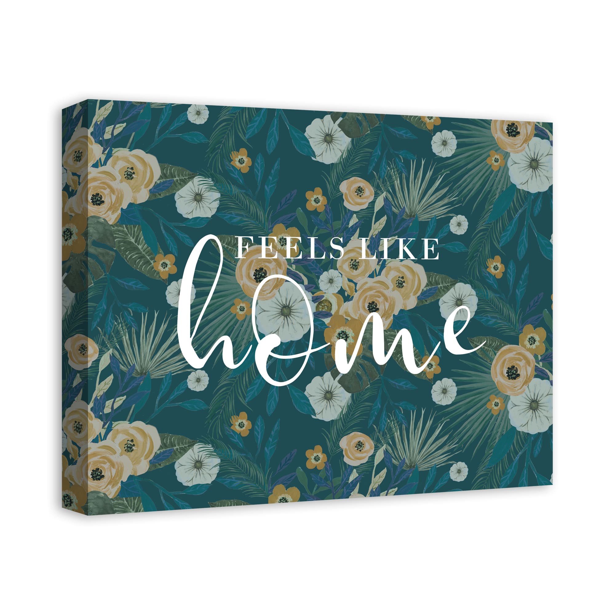 Feels Like Home Tropical Floral Canvas Wall Art