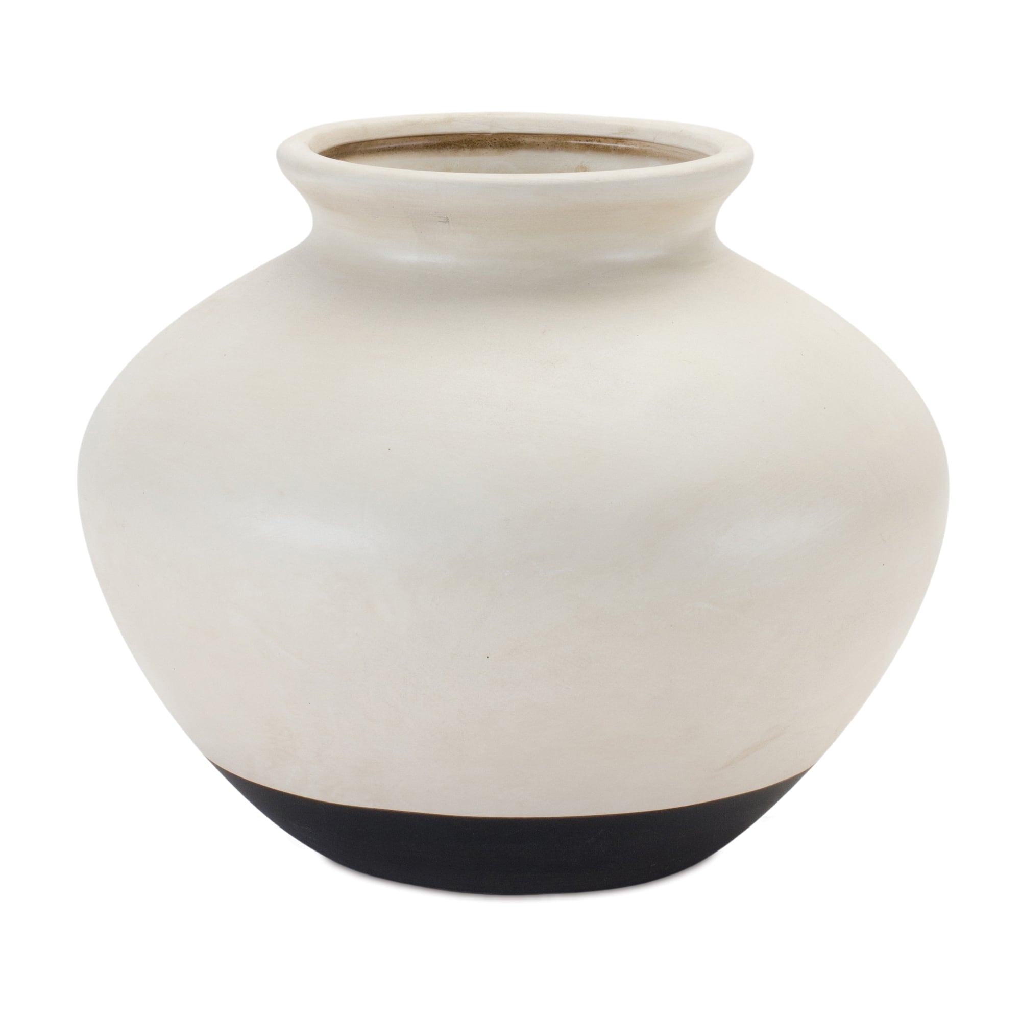 9&#x22; White Two-Tone Ceramic Vase