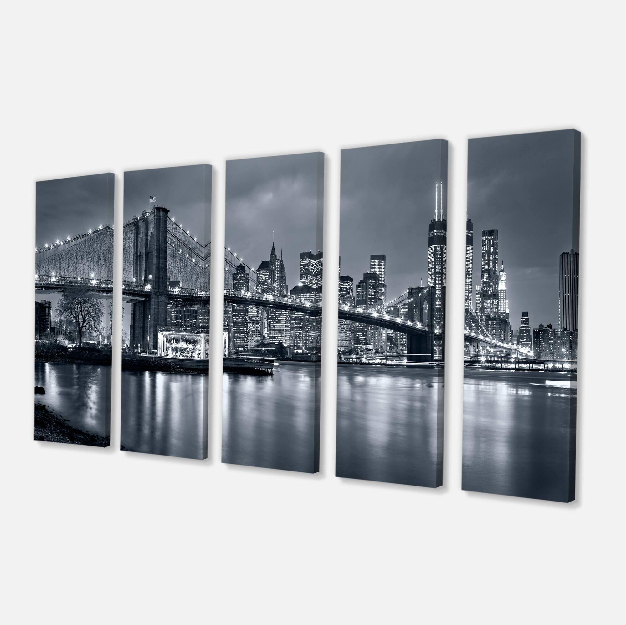 Designart - Panorama New York City at Night - Cityscape Canvas Print