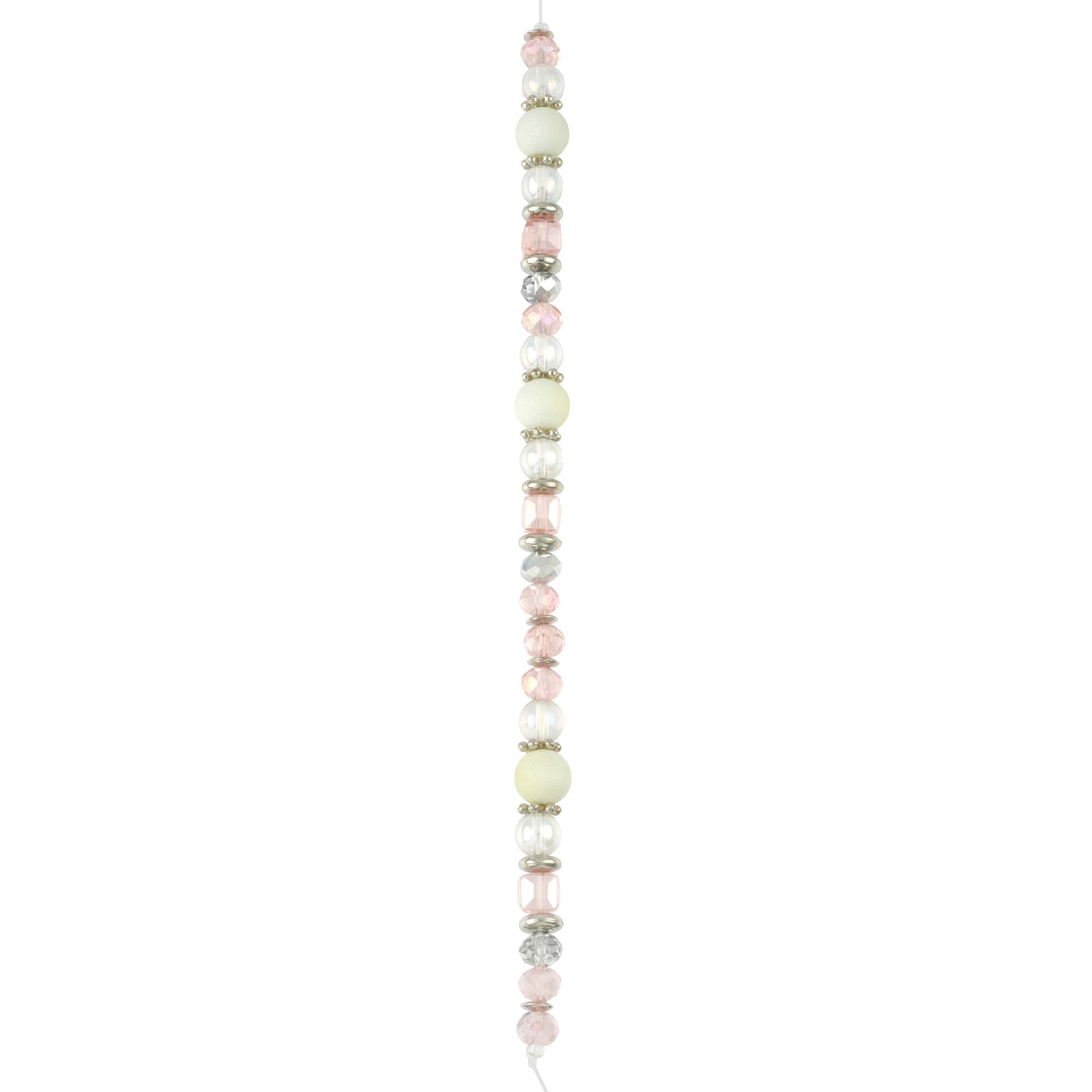 12 Pack: Pink & White Glass Round Beads Mix by Bead Landing™
