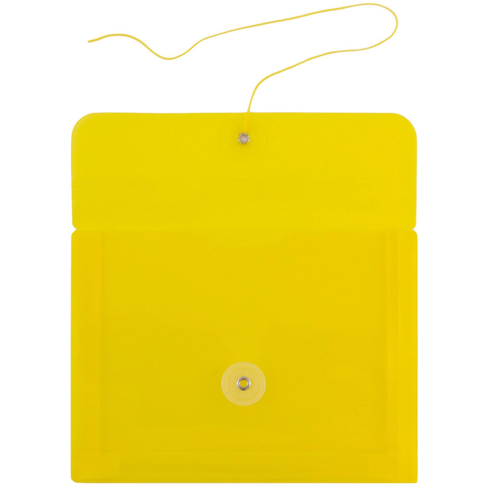 JAM Paper 5.25" x 7.5" Yellow Plastic Button String Booklet Envelopes, 24ct.