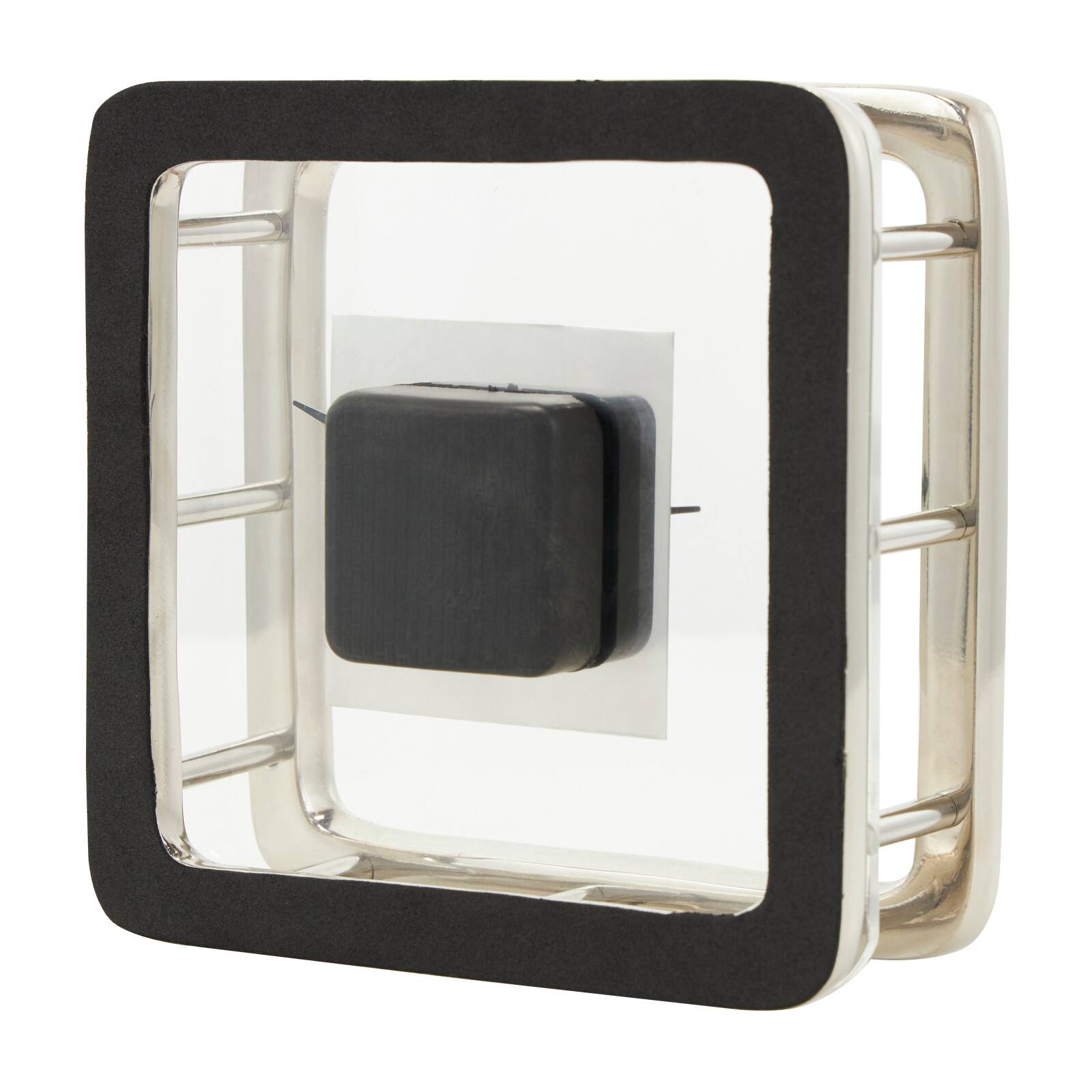 8" Silver Aluminum Geometric Dimensional Open Frame Clock