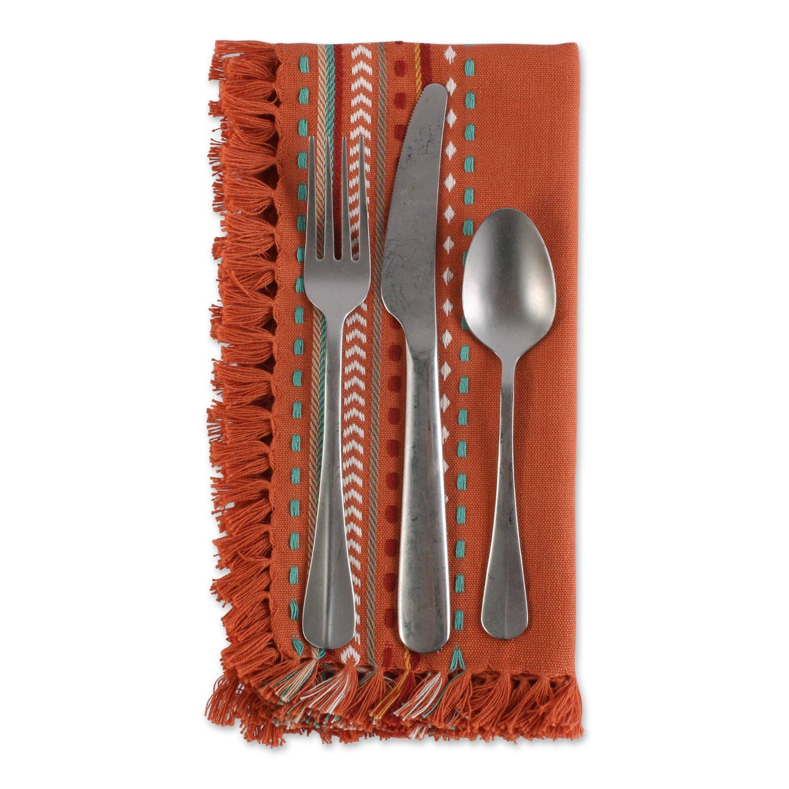 DII® Sedona Sunset Hacienda Stripe Fringed Cloth Dinner Napkins, 6ct.
