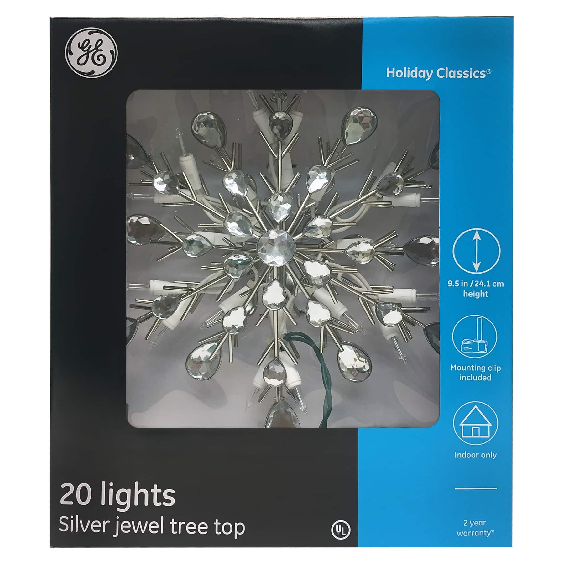 GE Holiday Classics® Silver Lighted Jewel Star Tree Topper