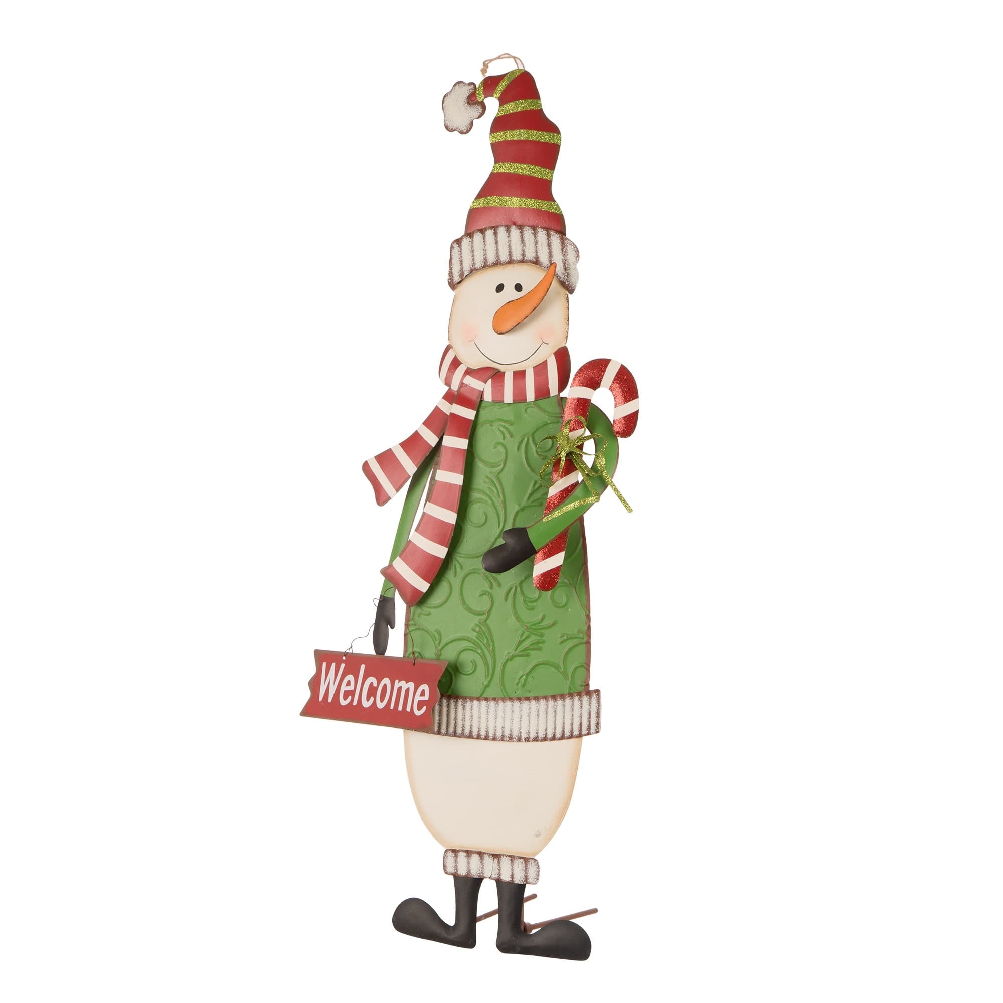 Glitzhome&#xAE; 3ft. Metal Snowman &#x26; Santa Yard Stake Set