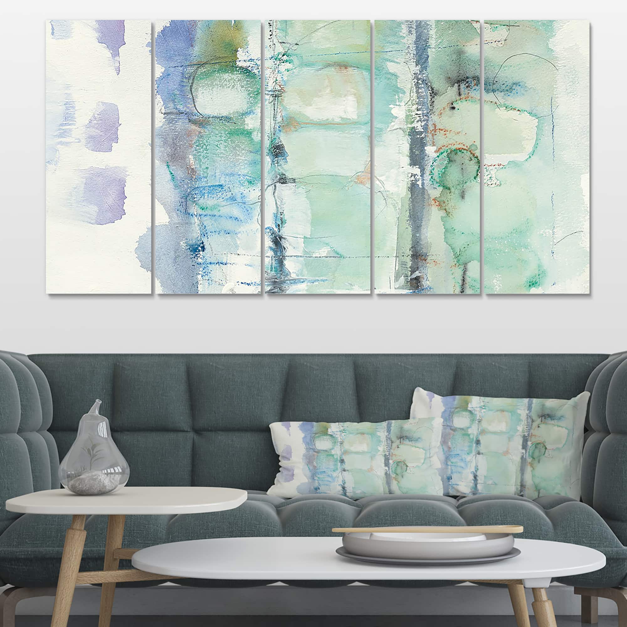 Designart - Blue Abstract Panel I - Geometric Canvas Art