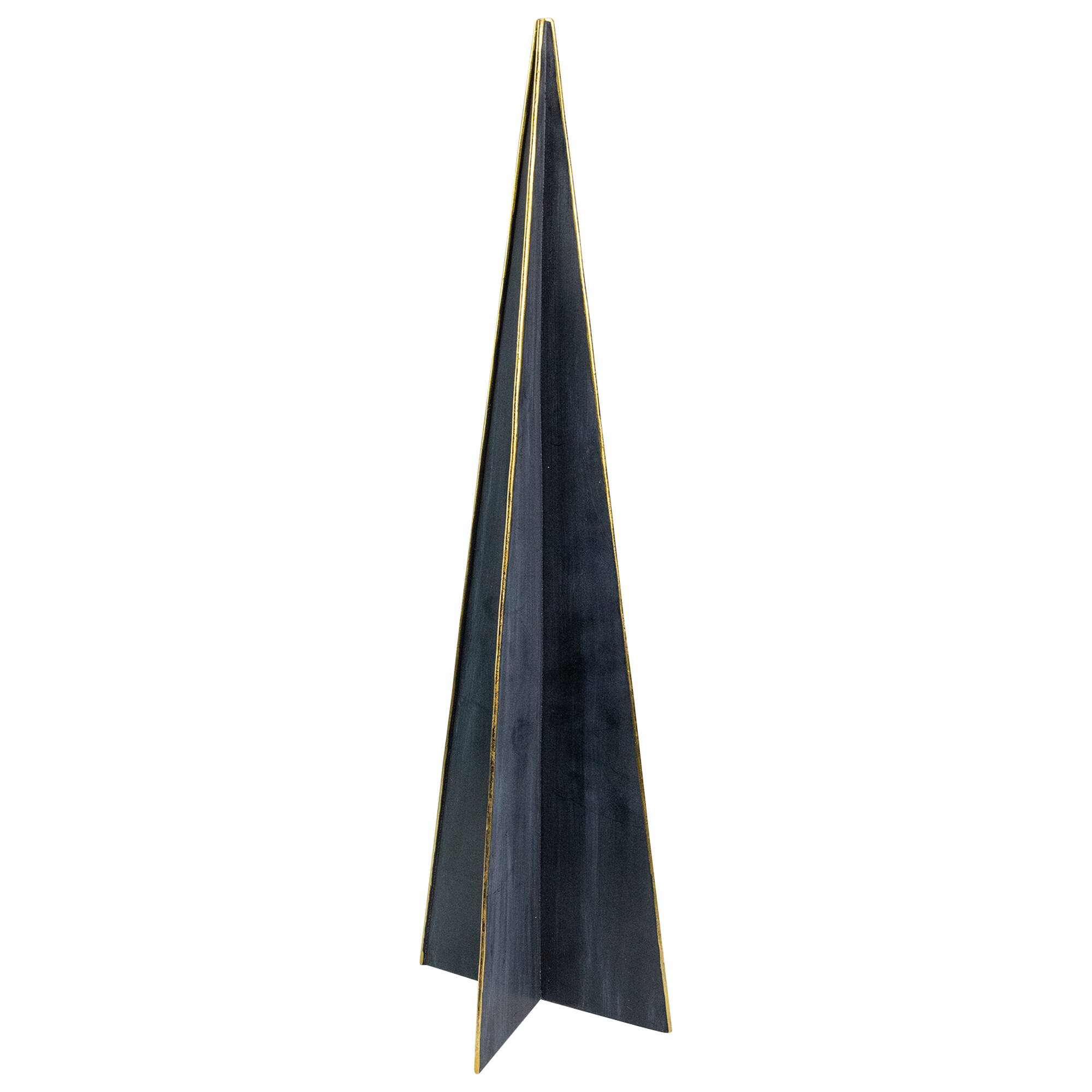 20&#x22; Blue &#x26; Gold Triangular Christmas Tree Tabletop D&#xE9;cor