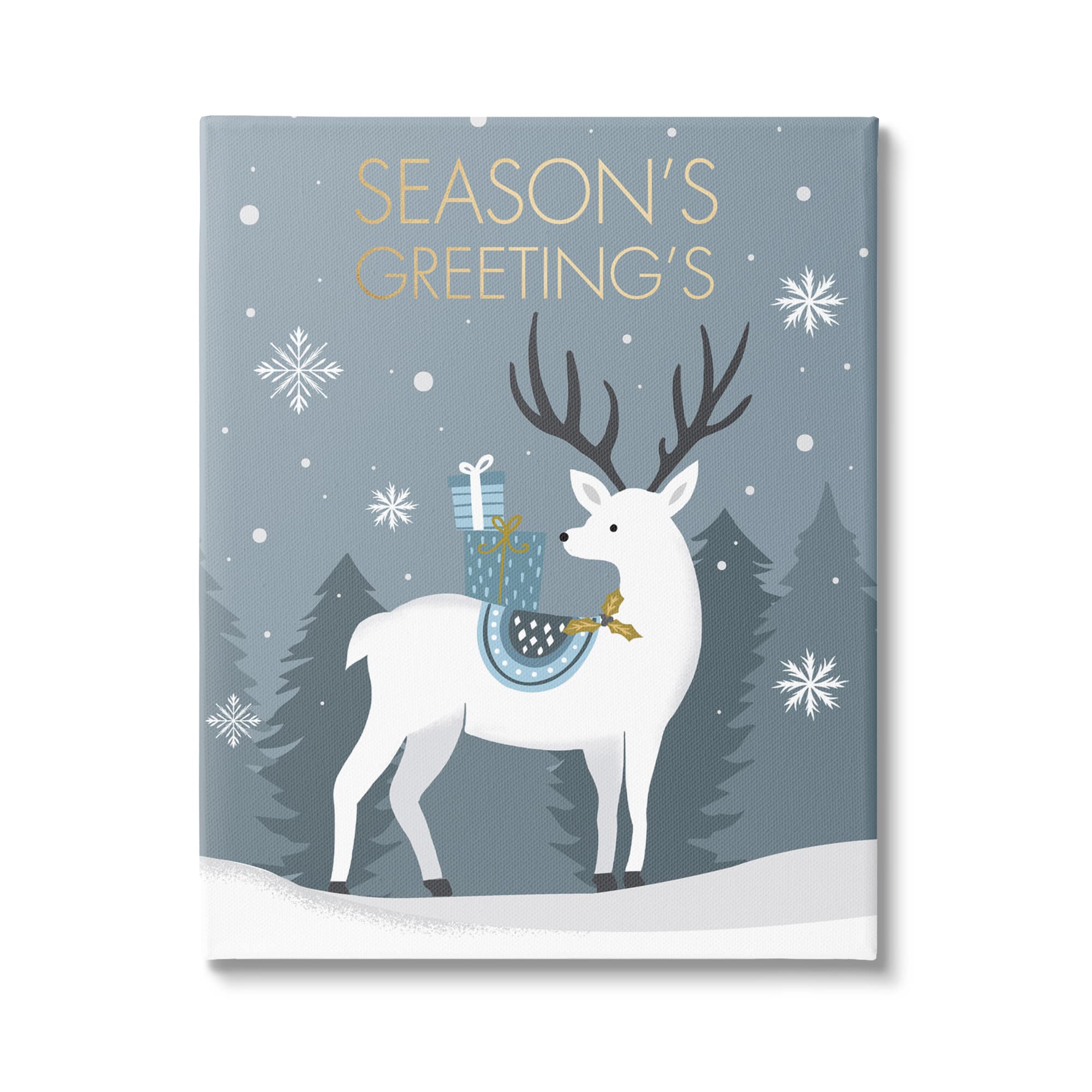 Stupell Industries Season's Greetings Holiday Reindeer Canvas Wall Art