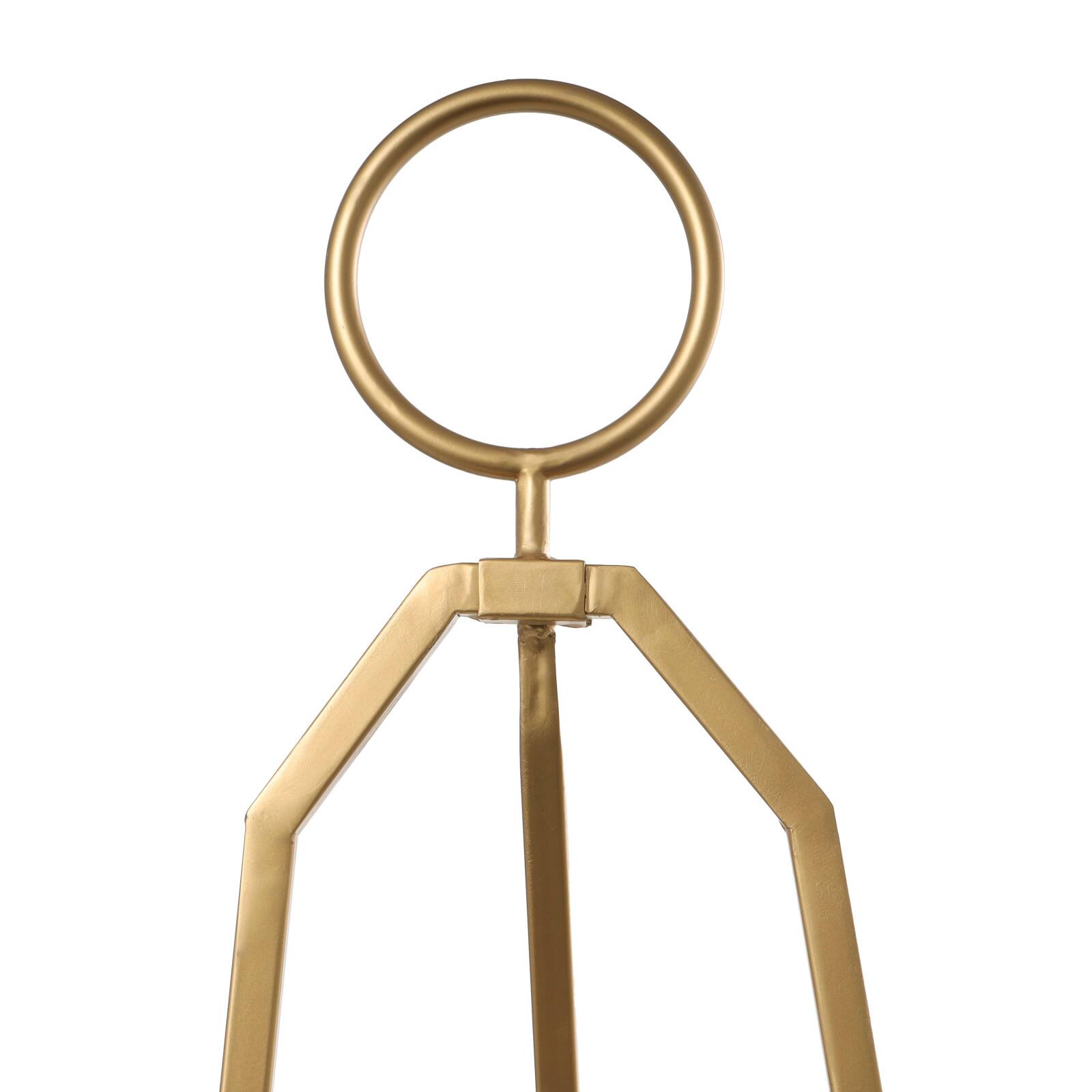 51.5" Gold Metal Adjustable Minimalistic Floor Easel with Circular Ring Top
