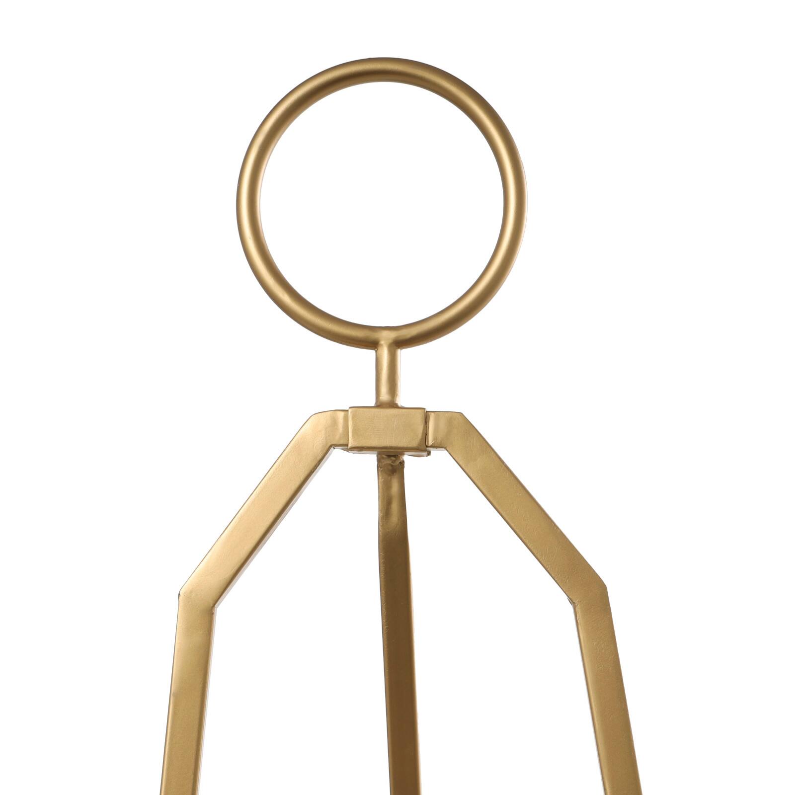 51.5&#x22; Gold Metal Adjustable Minimalistic Floor Easel with Circular Ring Top