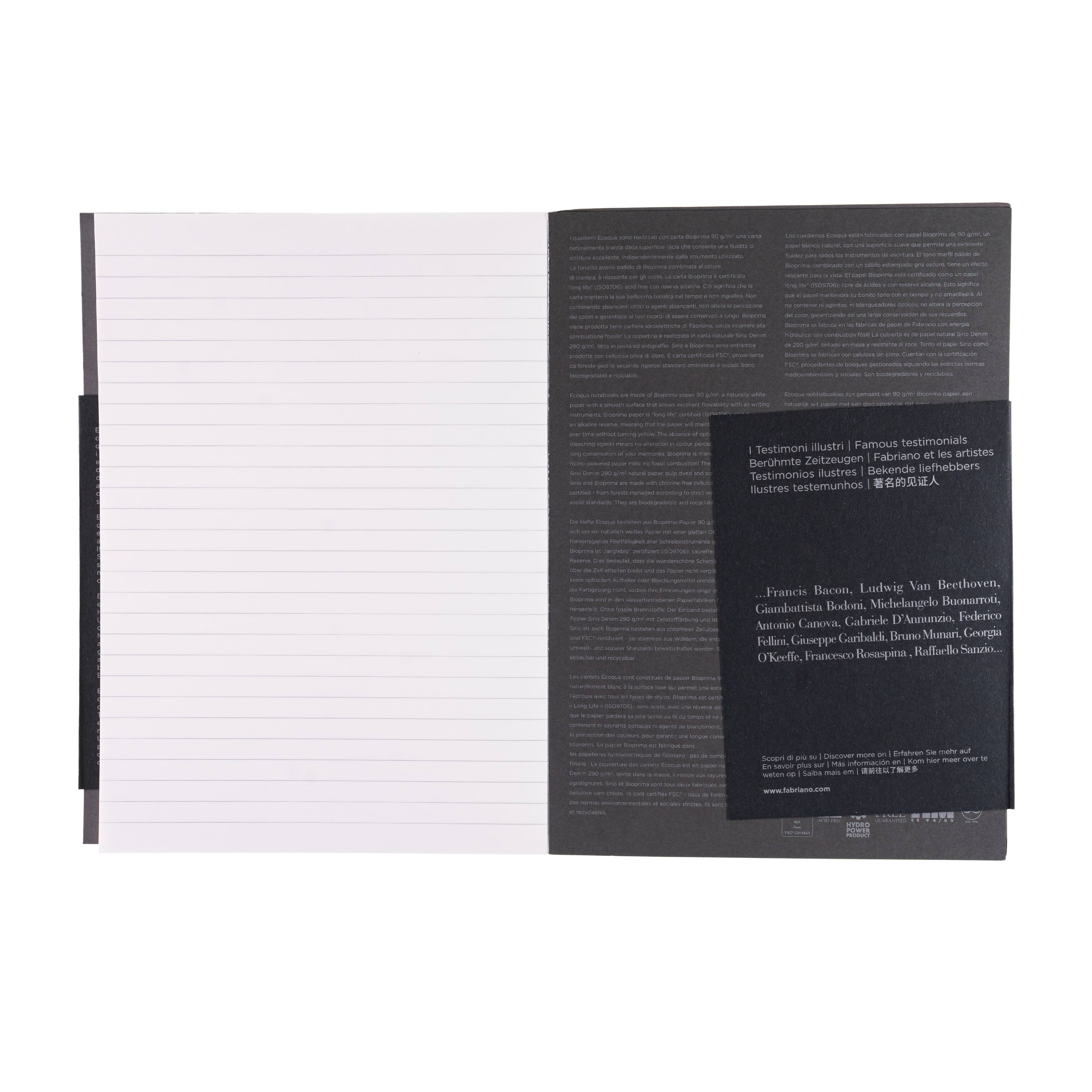 Fabriano® EcoQua Plus A5 Lined Gray Glue-Bound Notebook