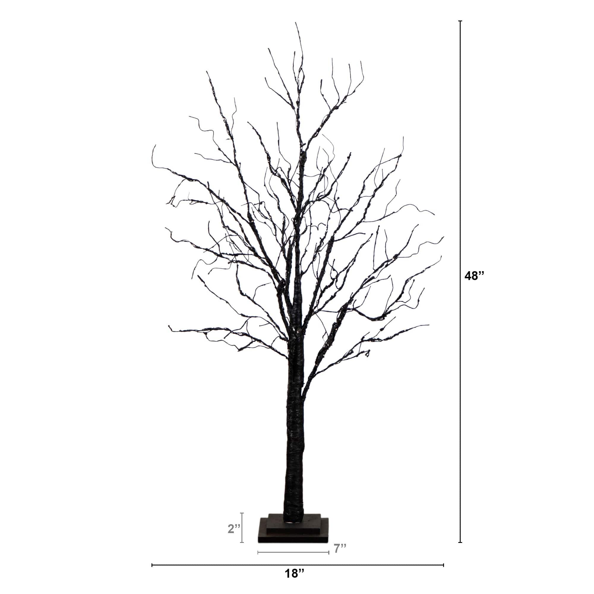 4ft. Pre-Lit Halloween Black Twig Artificial Tree with 180 Orange &#x26; Purple LED Lights