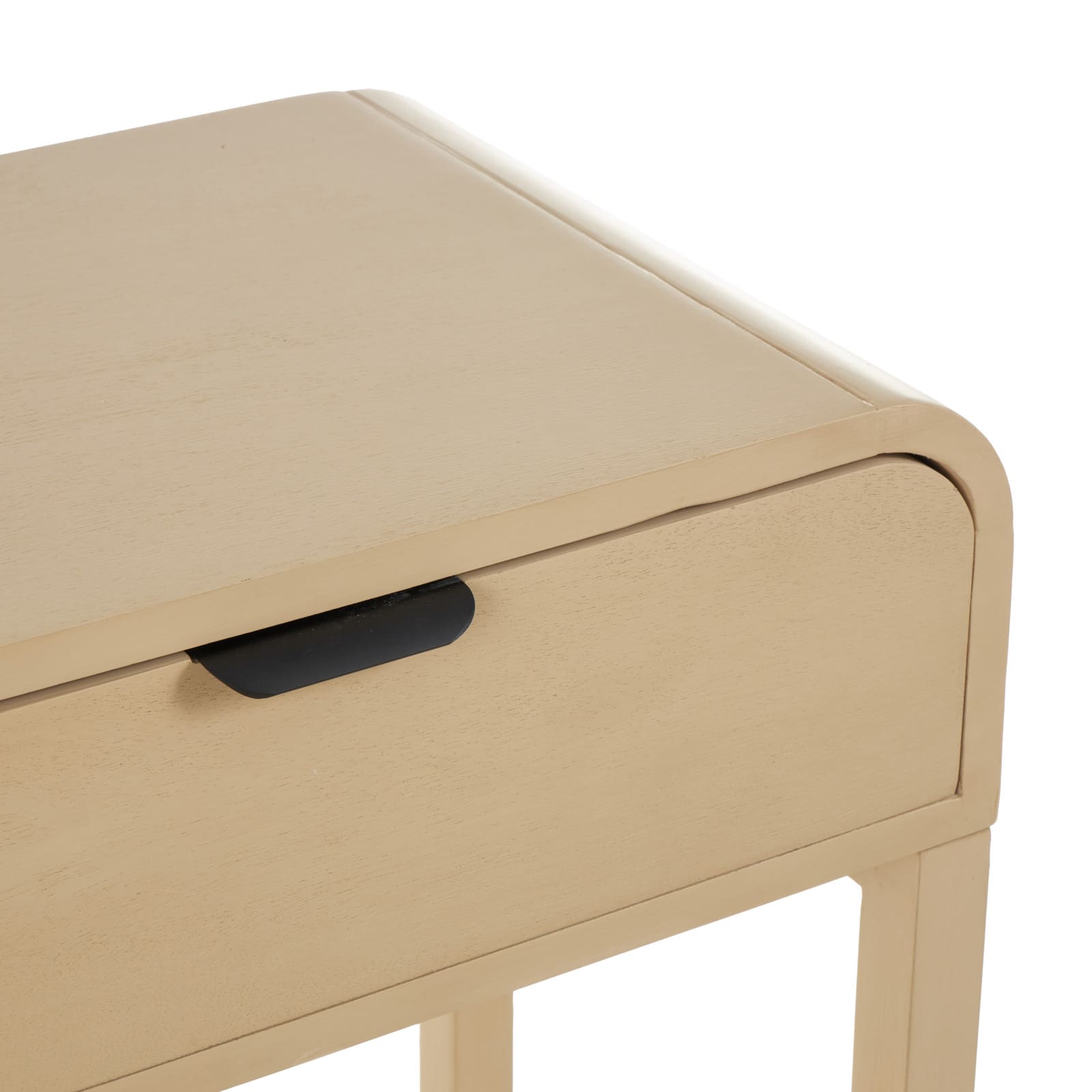 35.5&#x22; Beige Wood Handmade 2-Drawer Console Table with Black Handles