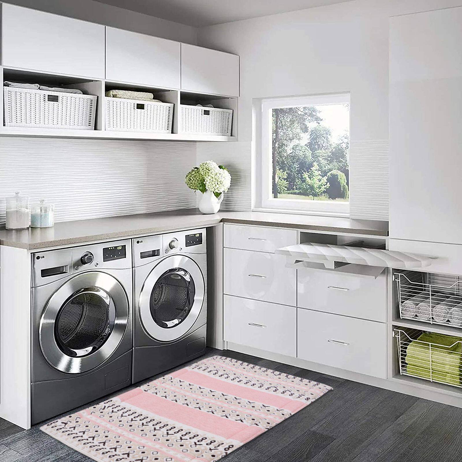 RugSmith Pink Machine Woven Eldorado AntiFatigue Kitchen Mat Rugs