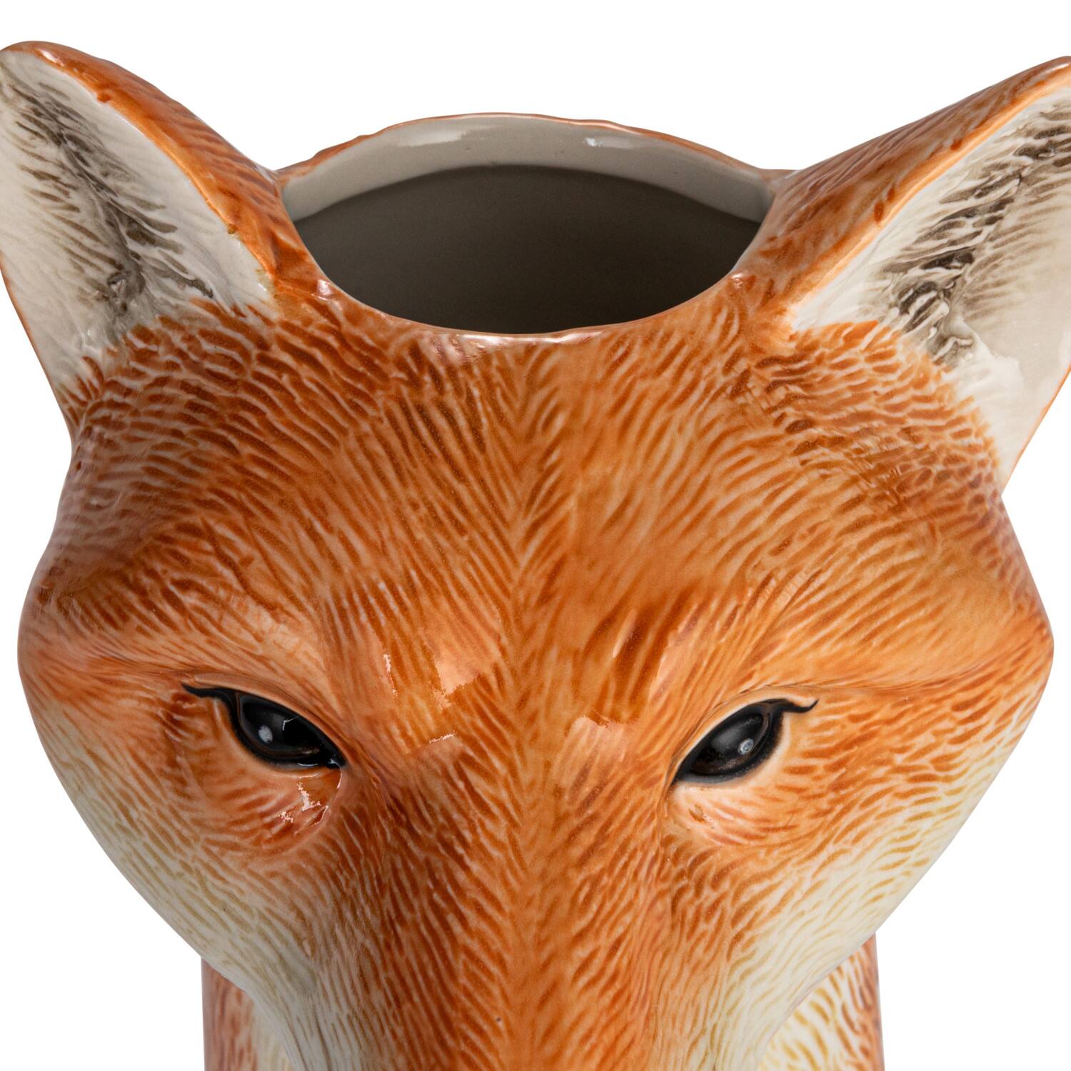 11&#x22; Orange Hand-Painted Decorative Stoneware Fox Vase