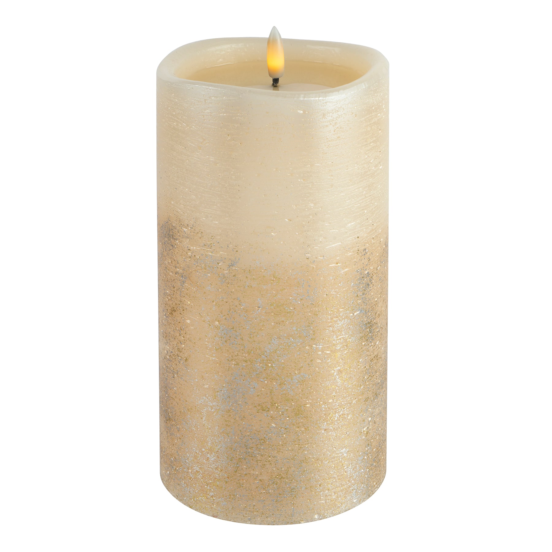 4&#x22; x 8&#x22; Cream &#x26; Gold LED Wax Pillar Candle by Ashland&#xAE;