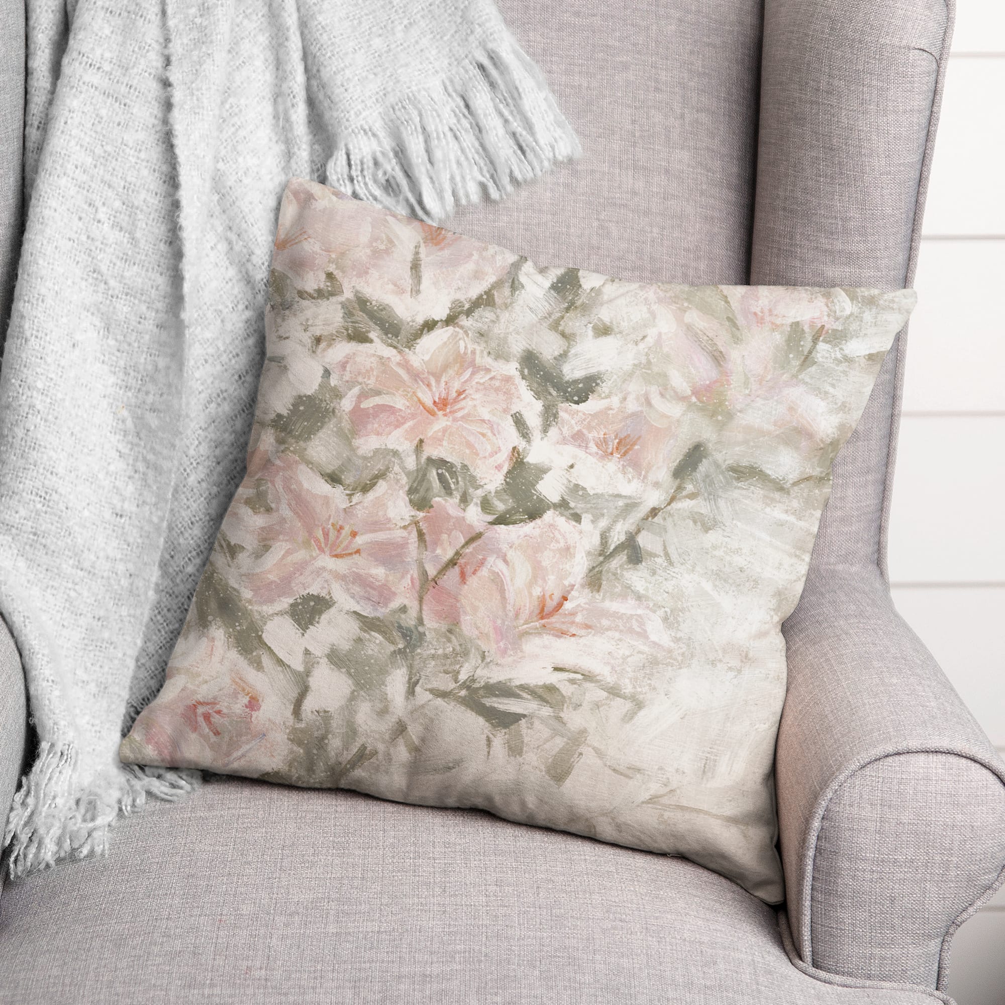 Soft Floral Abstract 18" x 18" Indoor/Outdoor Pillow