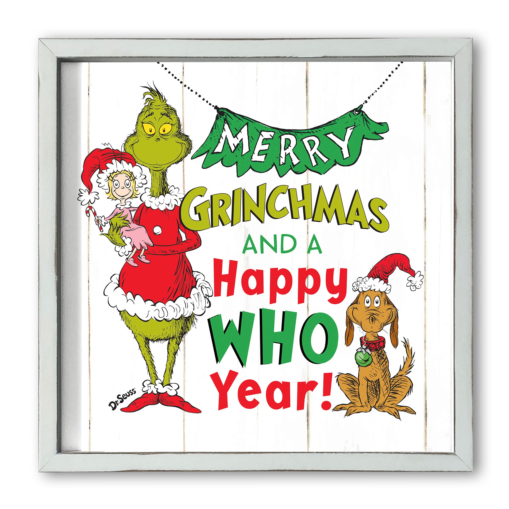 16" The Grinch Happy Who Year Framed Print