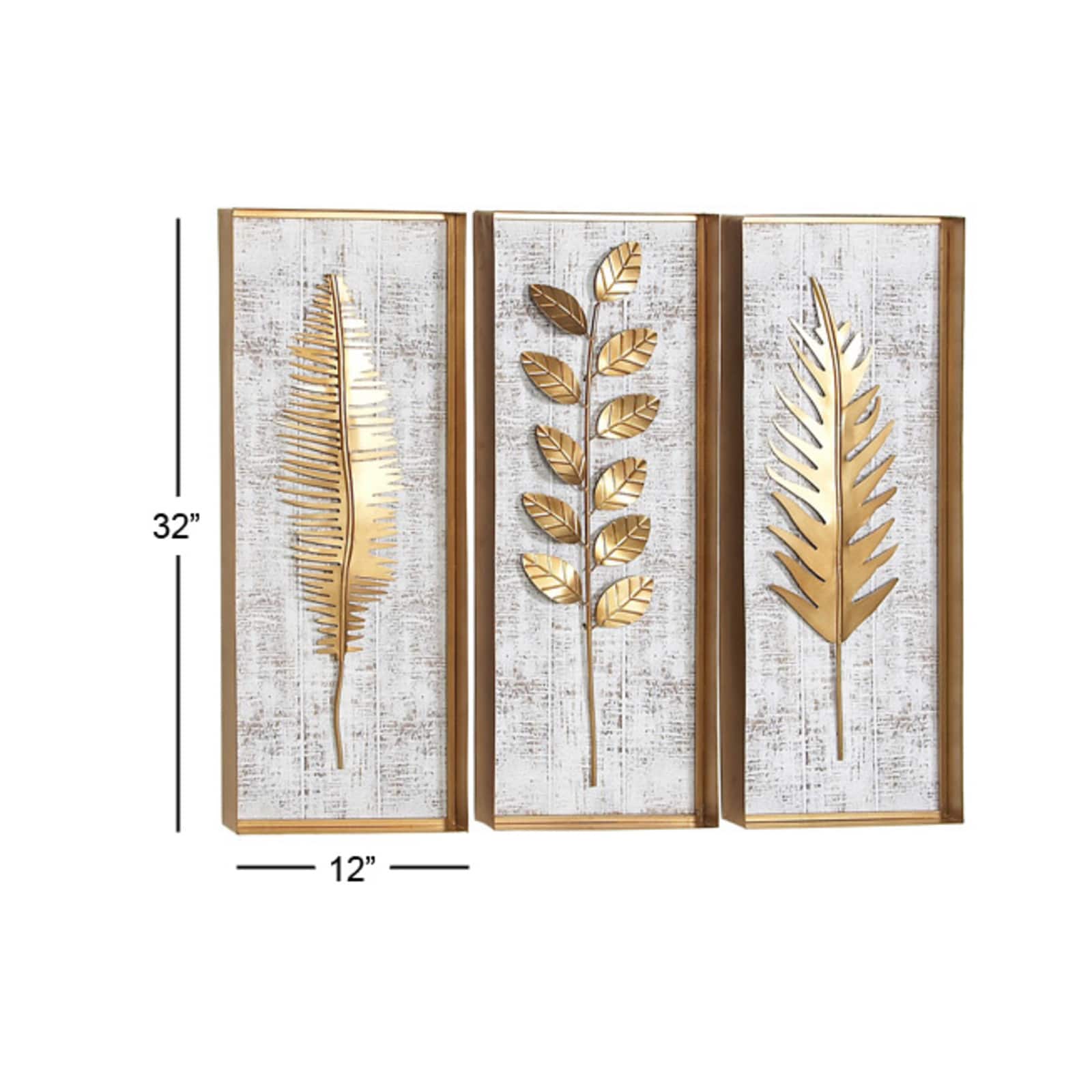 32&#x22; Gold Contemporary Floral Wall D&#xE9;cor Set