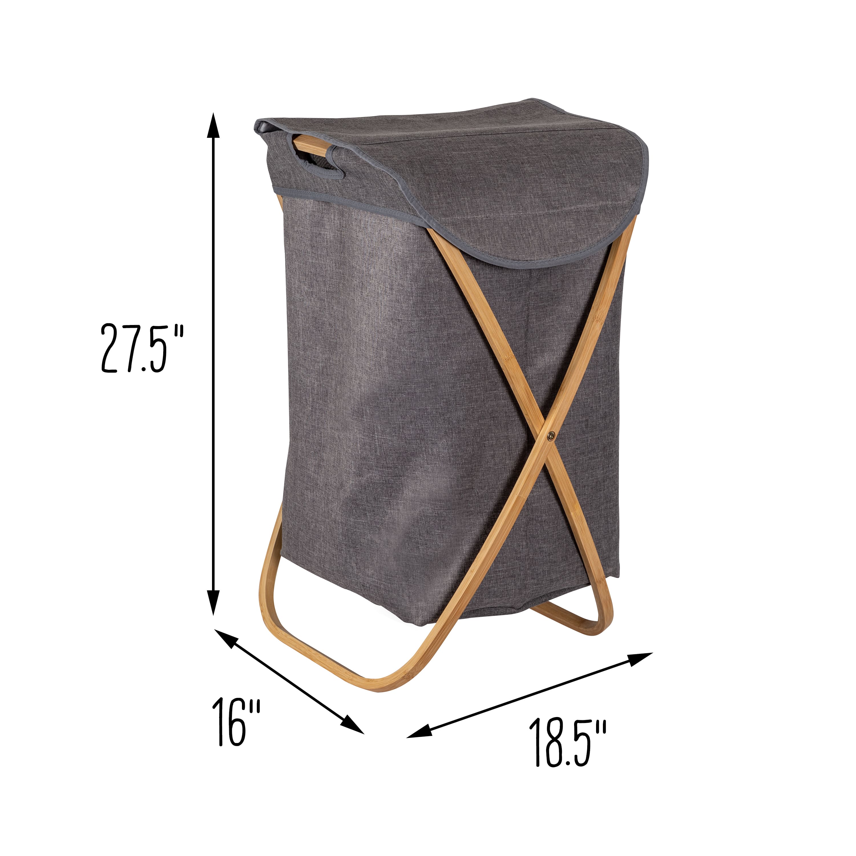 Honey Can Do Gray Bamboo &#x26; Canvas Laundry Hamper