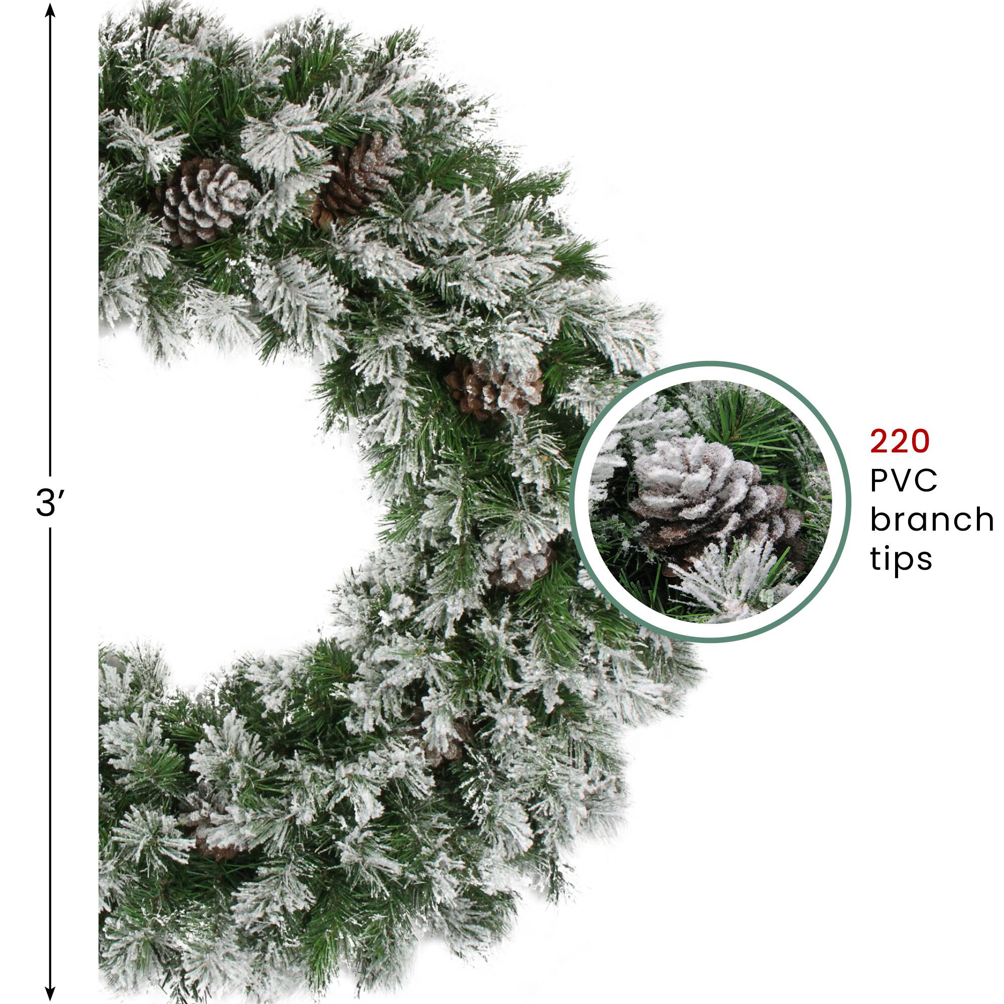 36" Snowy Flocked Angel Pine with Pinecones Artificial Christmas Wreath