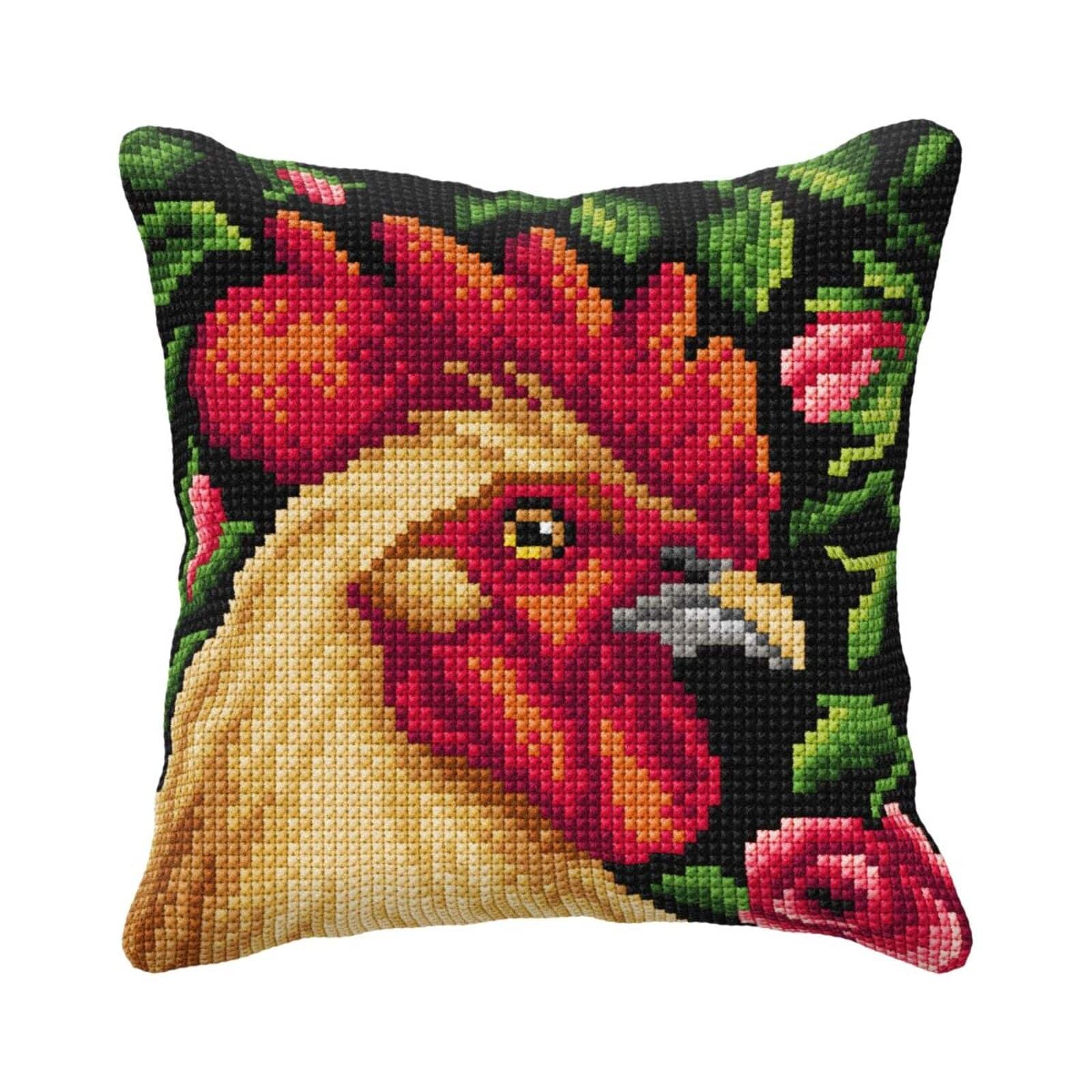 Orchidea Needlepoint Kit Cushion - Printed Canvas Rooster
