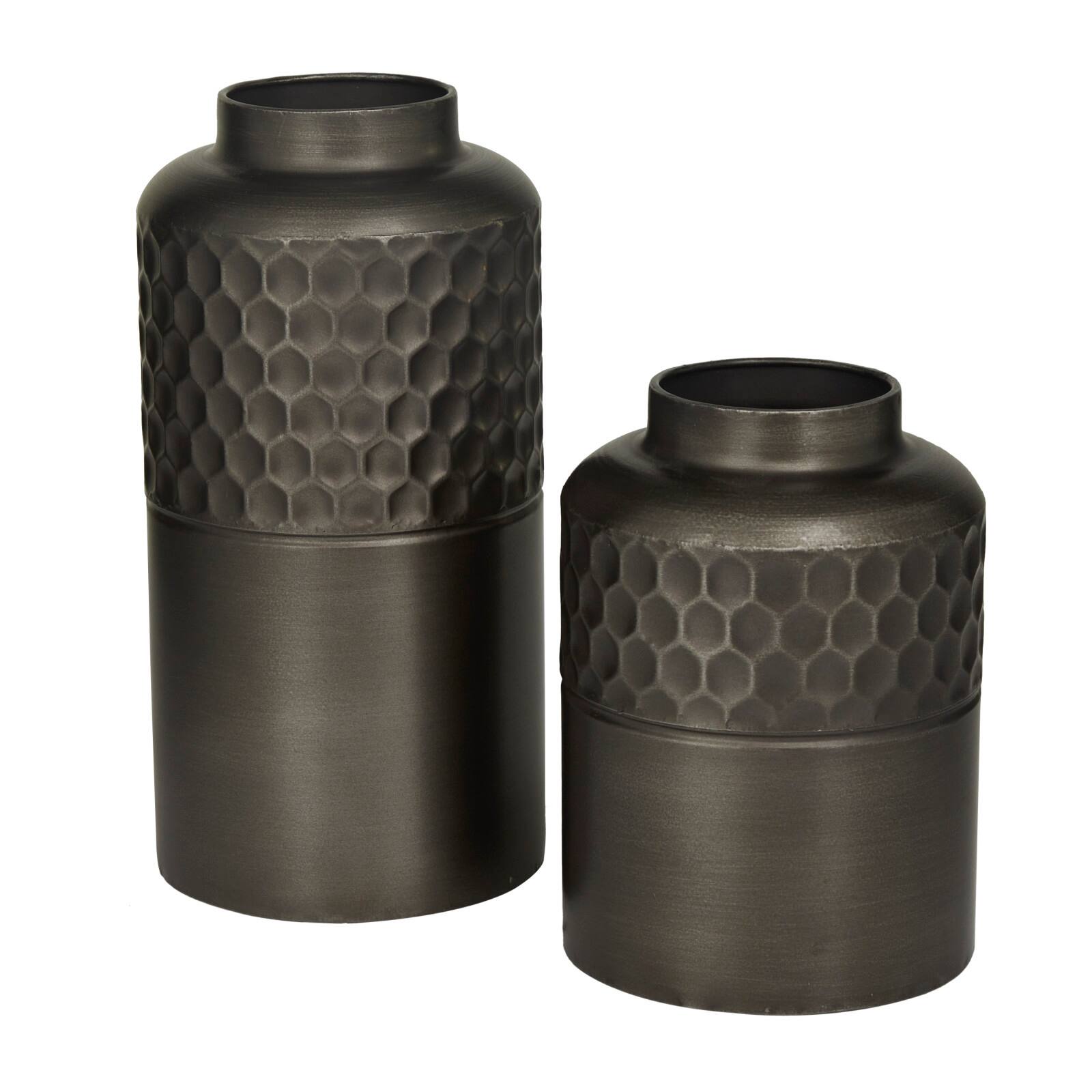Dark Gray Metal Modern Vase Set