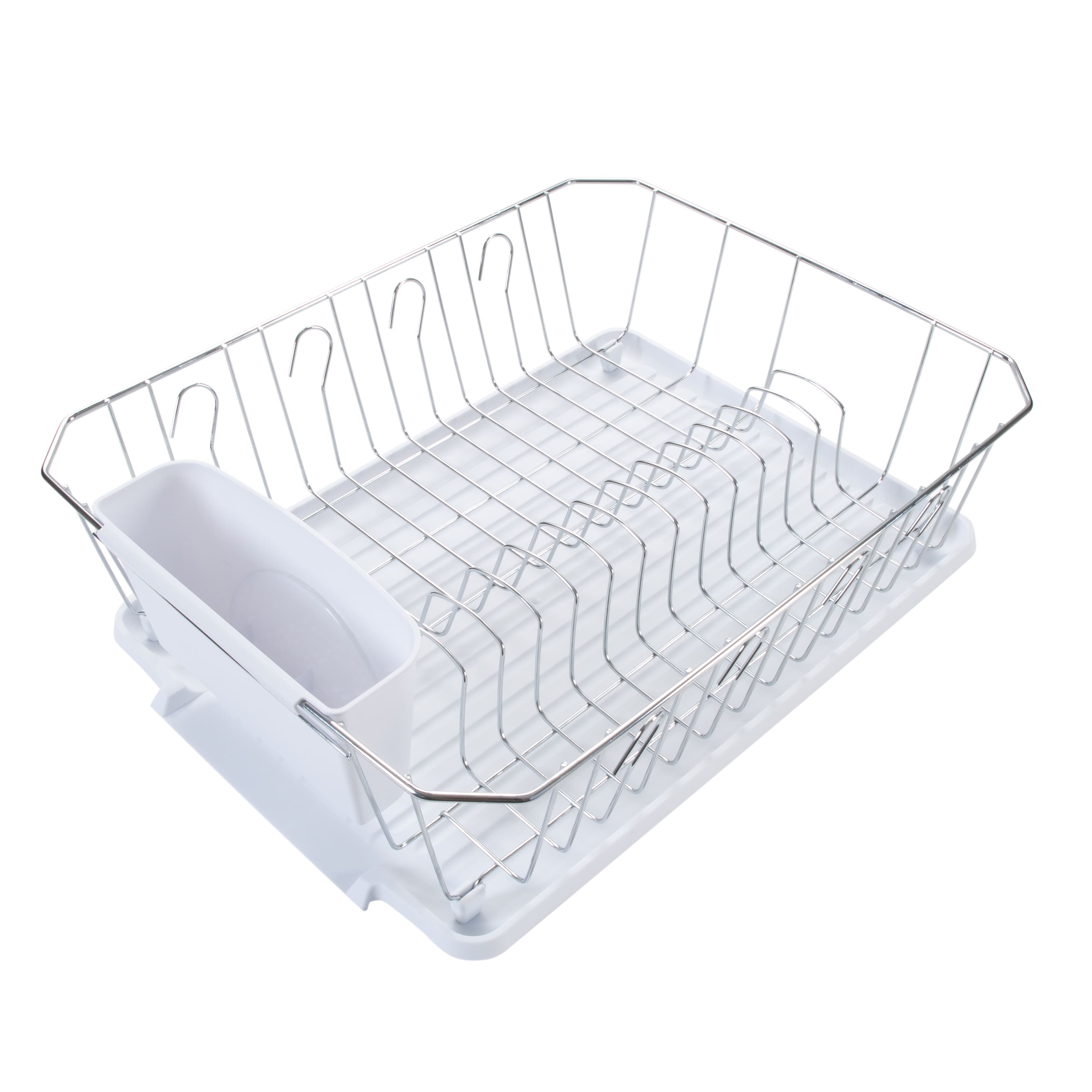 Kitchen Details White 3-Piece Chrome Dish Rack Set