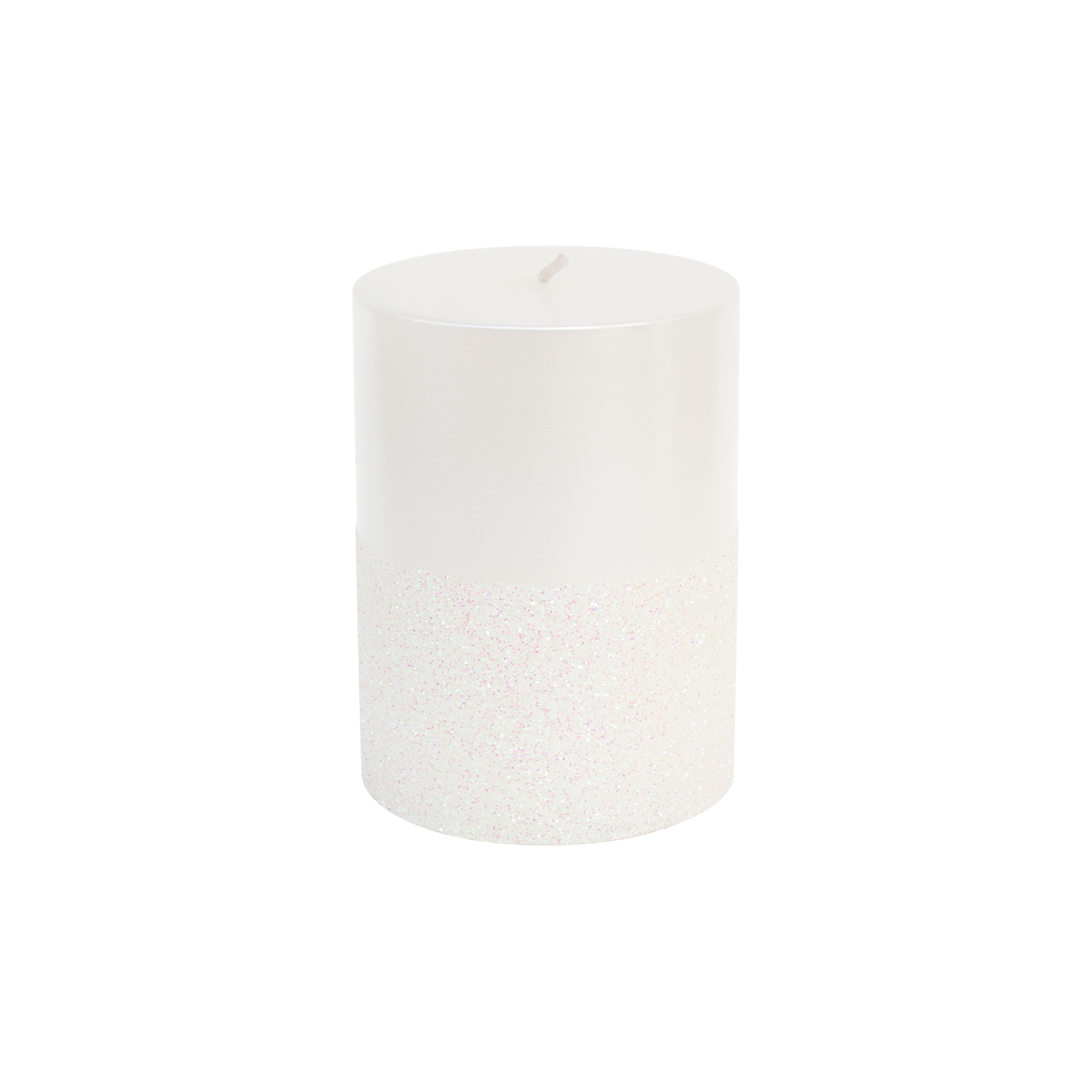 4&#x22; Metallic White Unscented Pillar Candle by Ashland&#xAE;