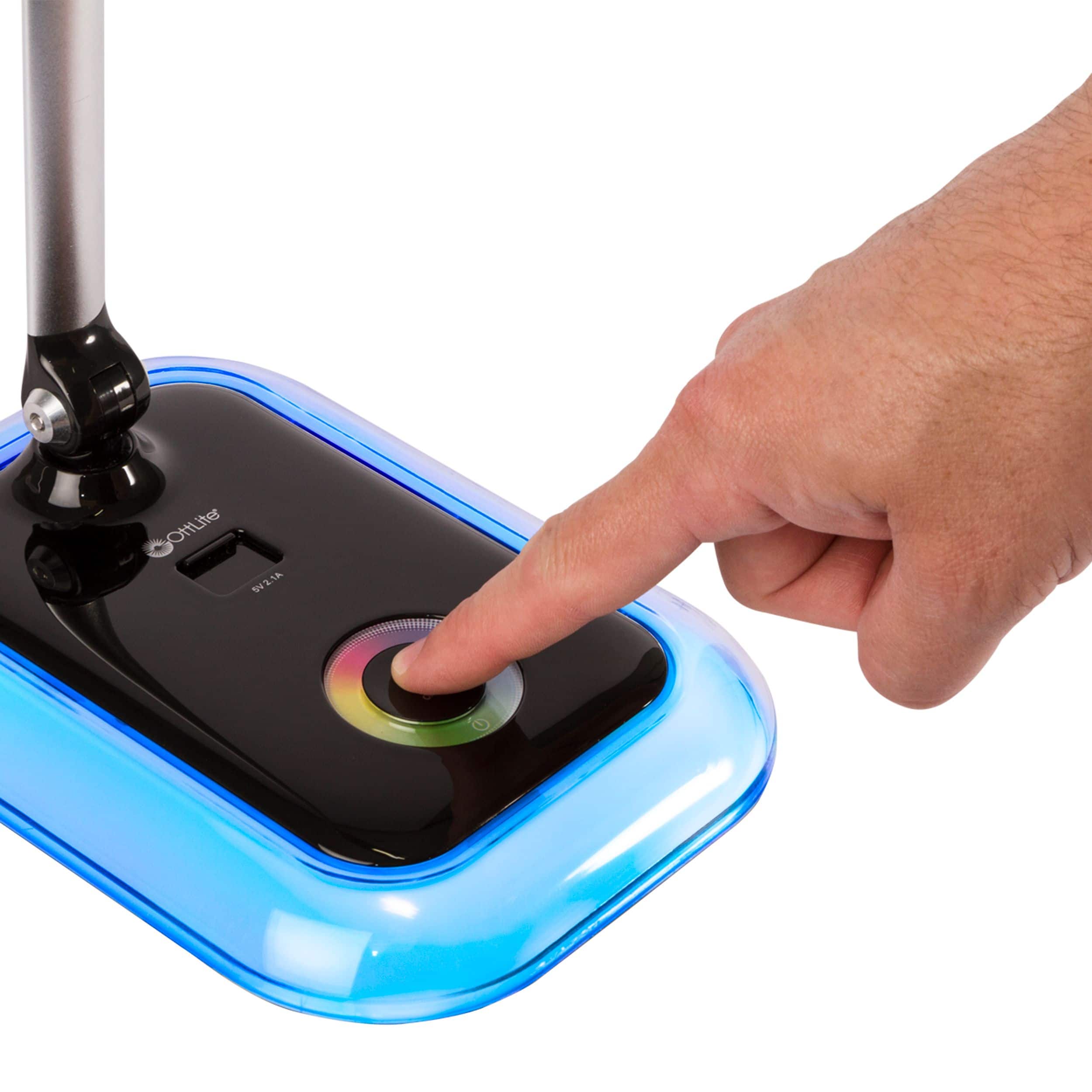 OttLite Wellness Series 17" Glow LED Black Desk Lamp with Color Changing Base