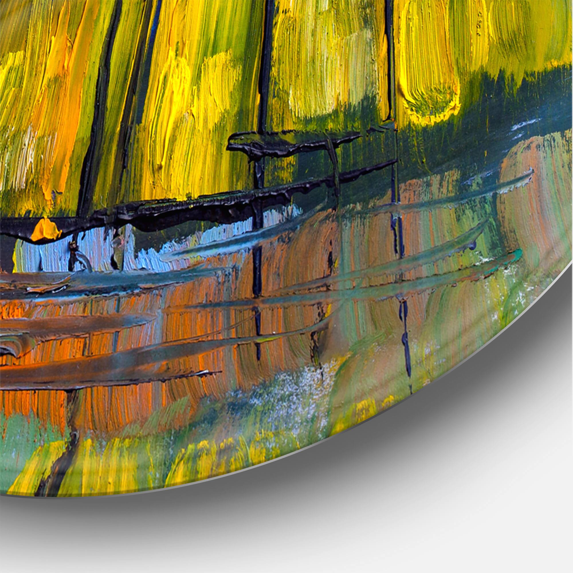 Designart - Colourful Trees Impressionist Landscape IV - Modern Metal Circle Wall Art