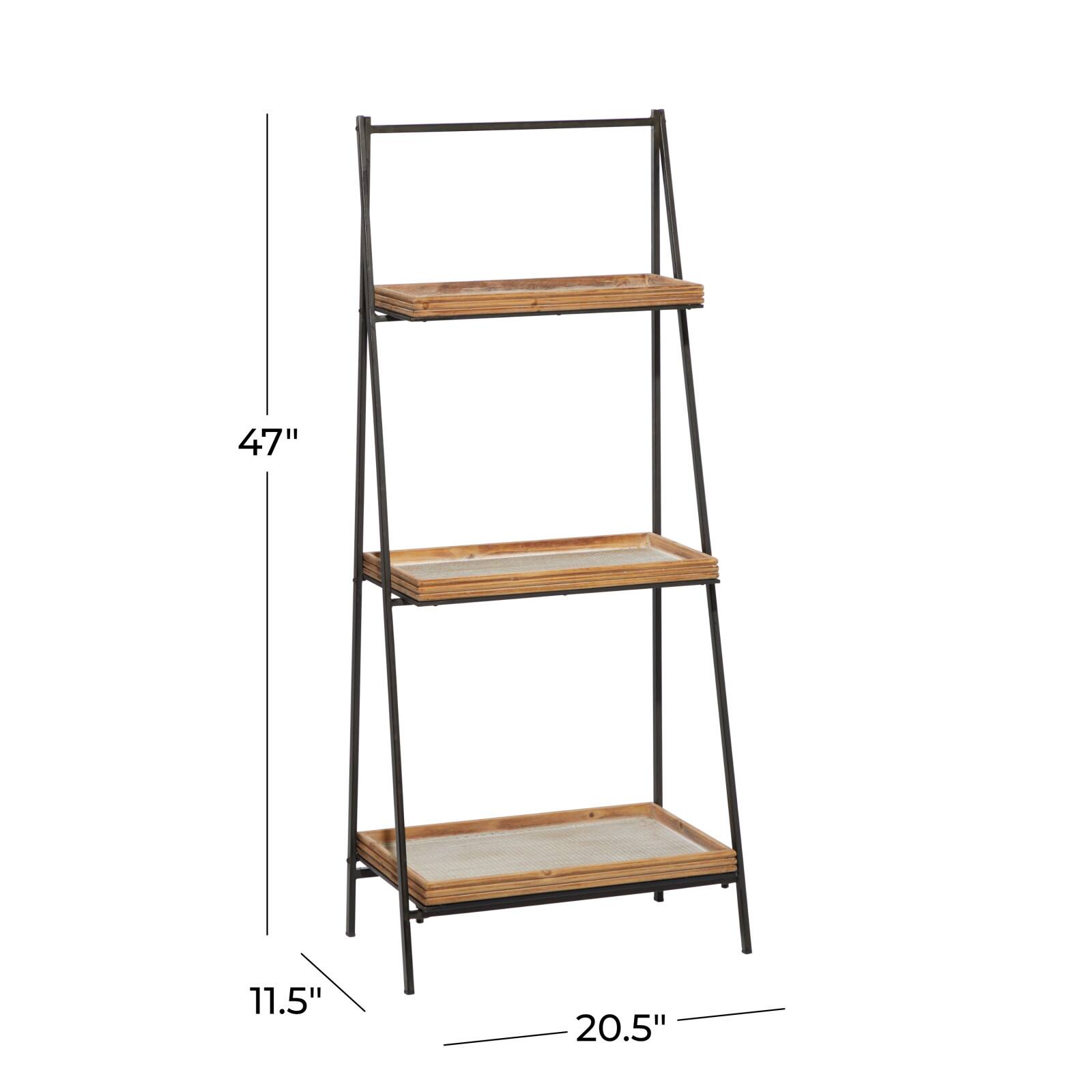 Brown Wood Industrial Wall Shelving Unit, 47 &#x22; x 21 &#x22; x 12 &#x22;