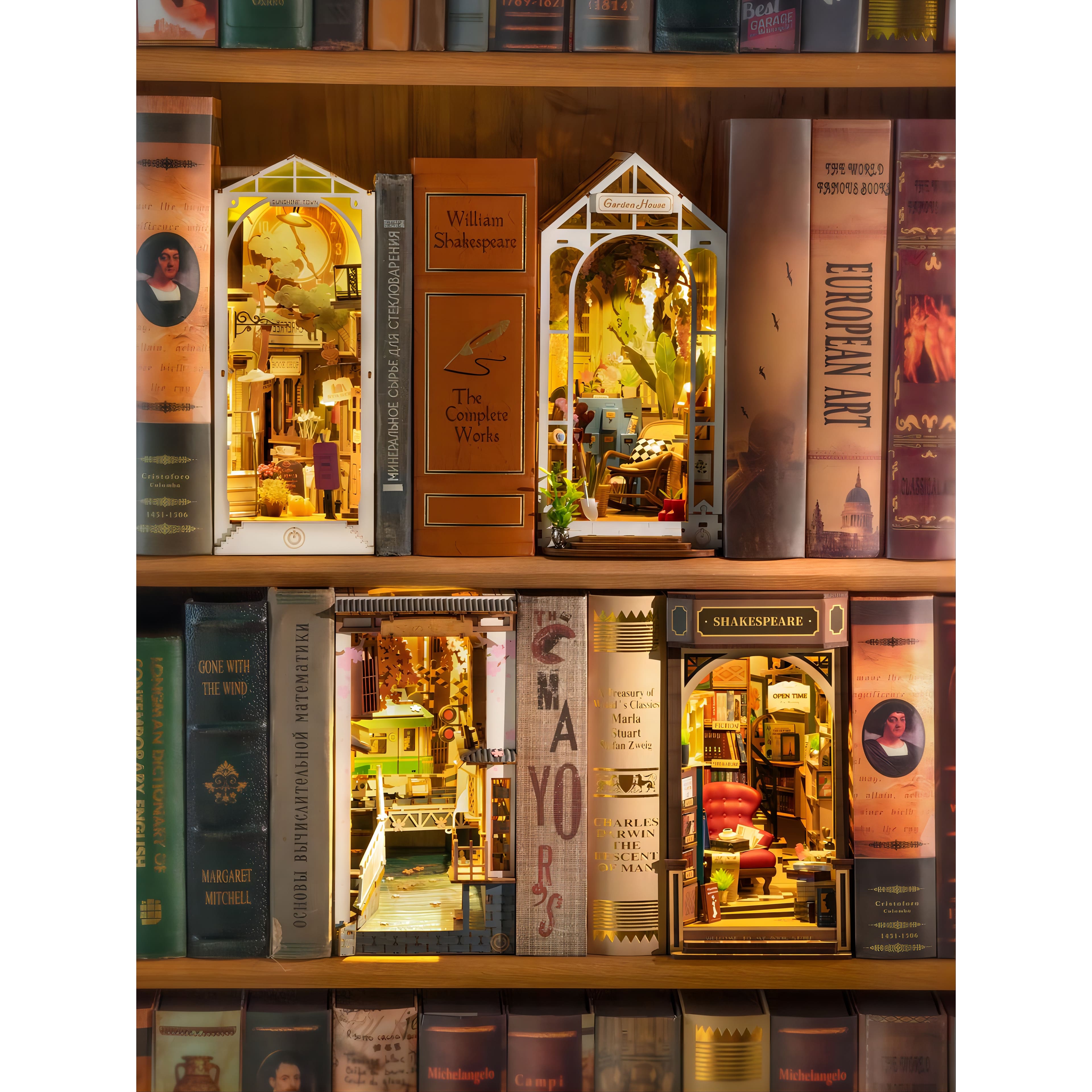 Rolife Bookstore Book Nook Shelf Insert DIY Miniature Kit