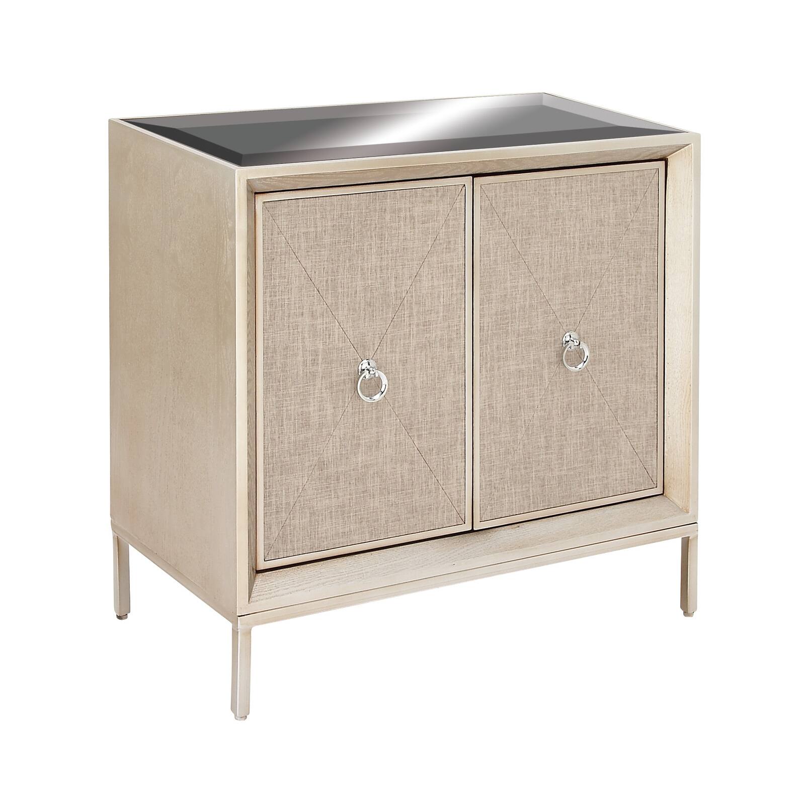 Beige Wood Glam Cabinet