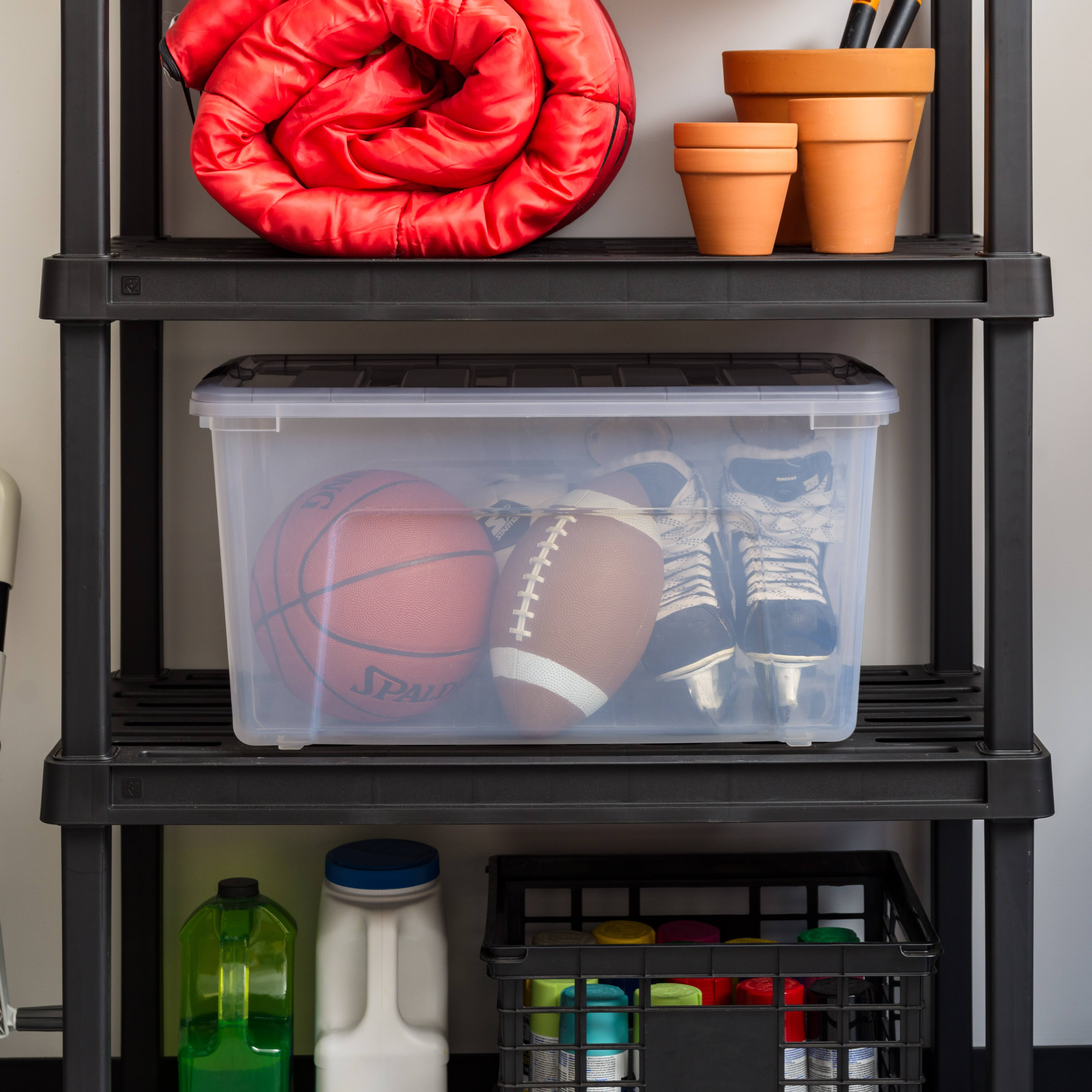 IRIS® Stack & Pull™ Clear Storage Box with Gray Lid