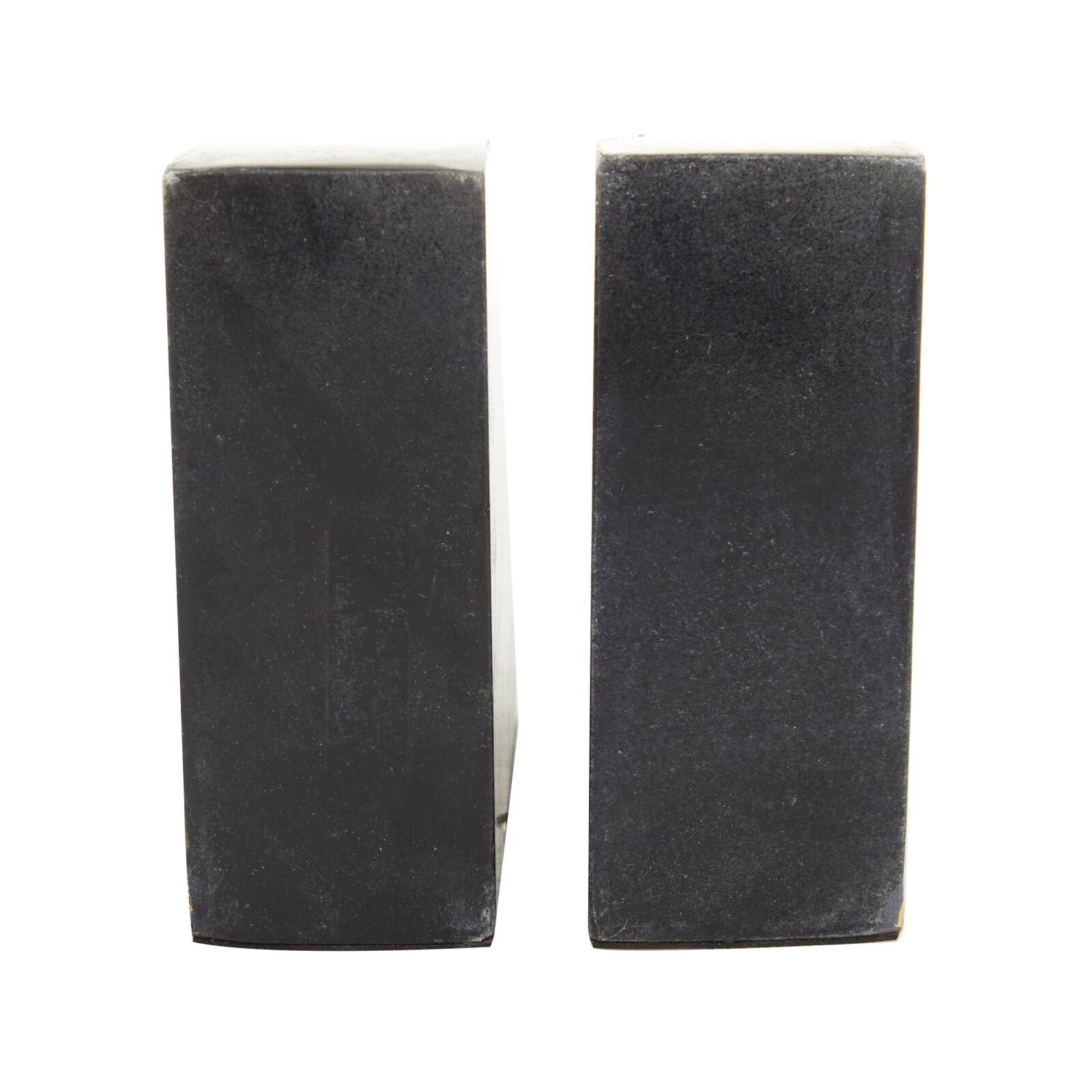 CosmoLiving by Cosmopolitan Black Marble Glam Bookends, 5&#x22; x 5&#x22; x 2&#x22;