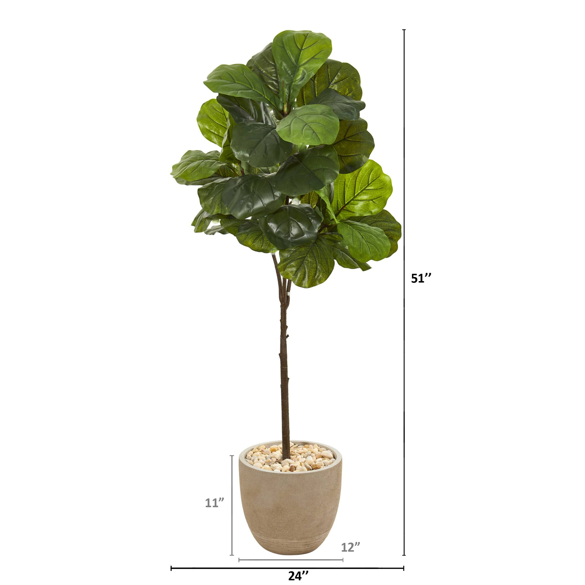 4.5ft. Fiddle Leaf Tree in Sandstone Planter