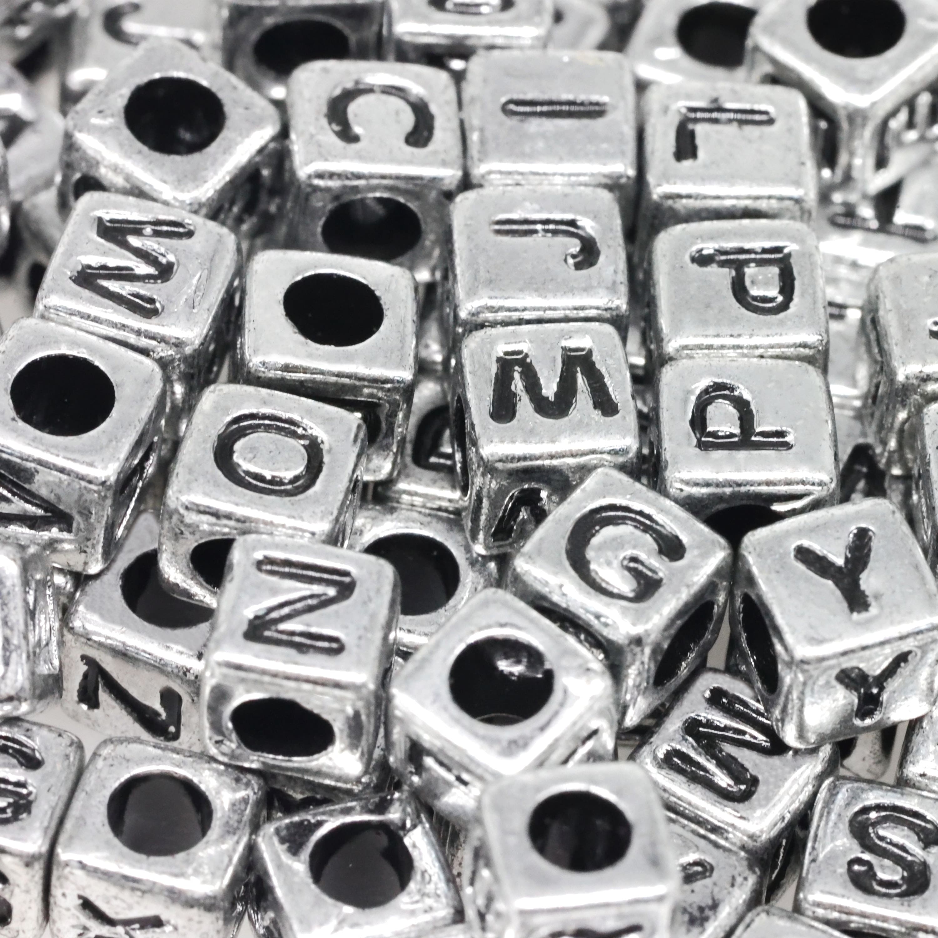 12 Packs: 340 ct. (4,080 total) Silver Alphabet Cube Beads by Creatology&#x2122;, 6.5mm