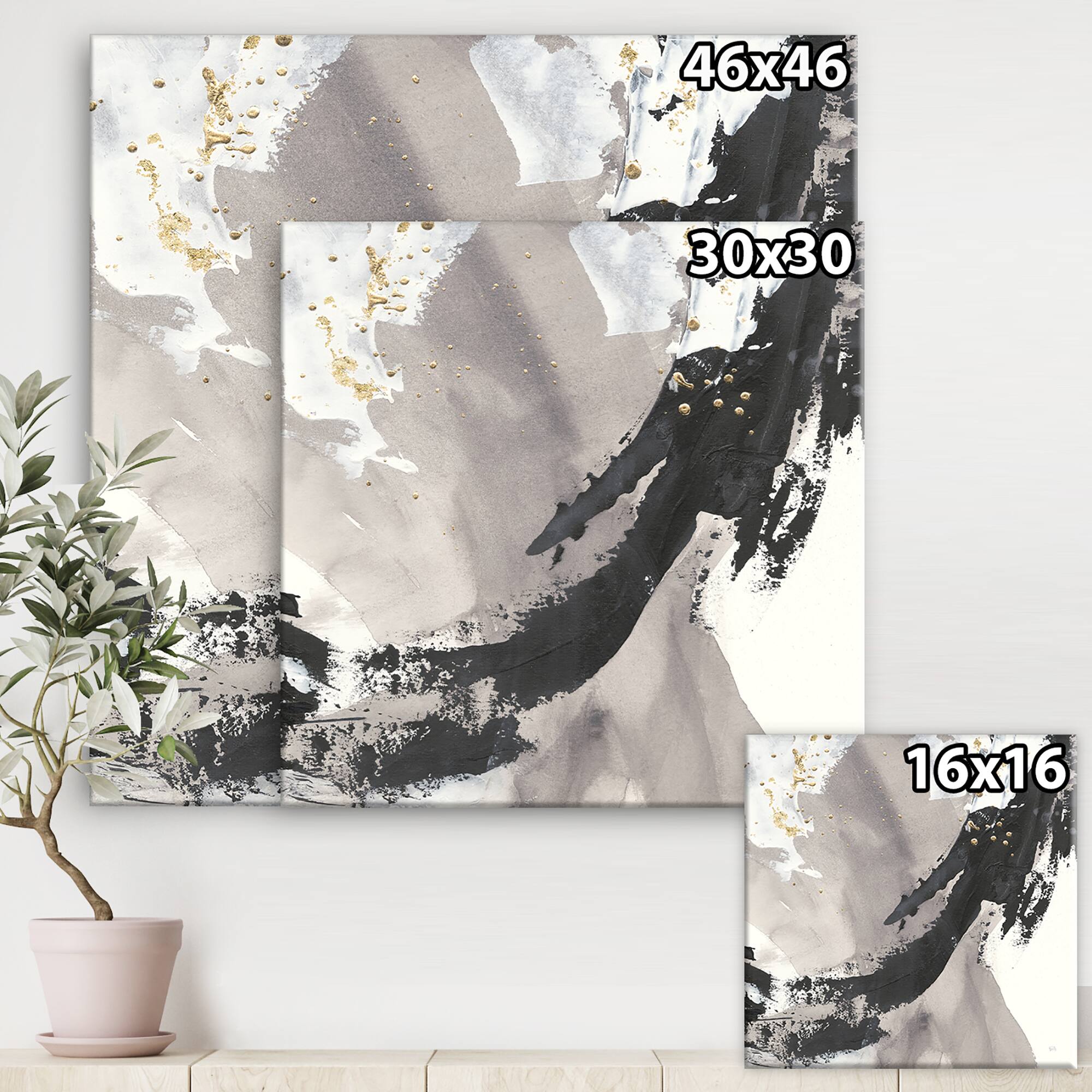 Designart - Glam Painted Arcs III - Transitional Canvas Art
