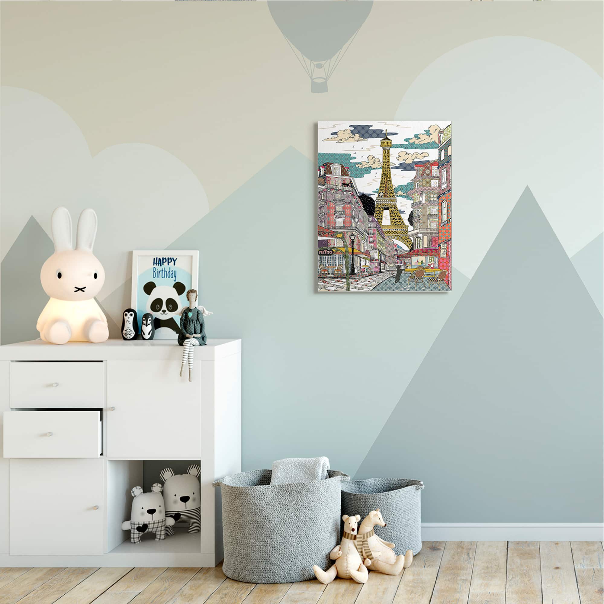 Stupell Industries Patchwork Pattern Paris Canvas Wall Art