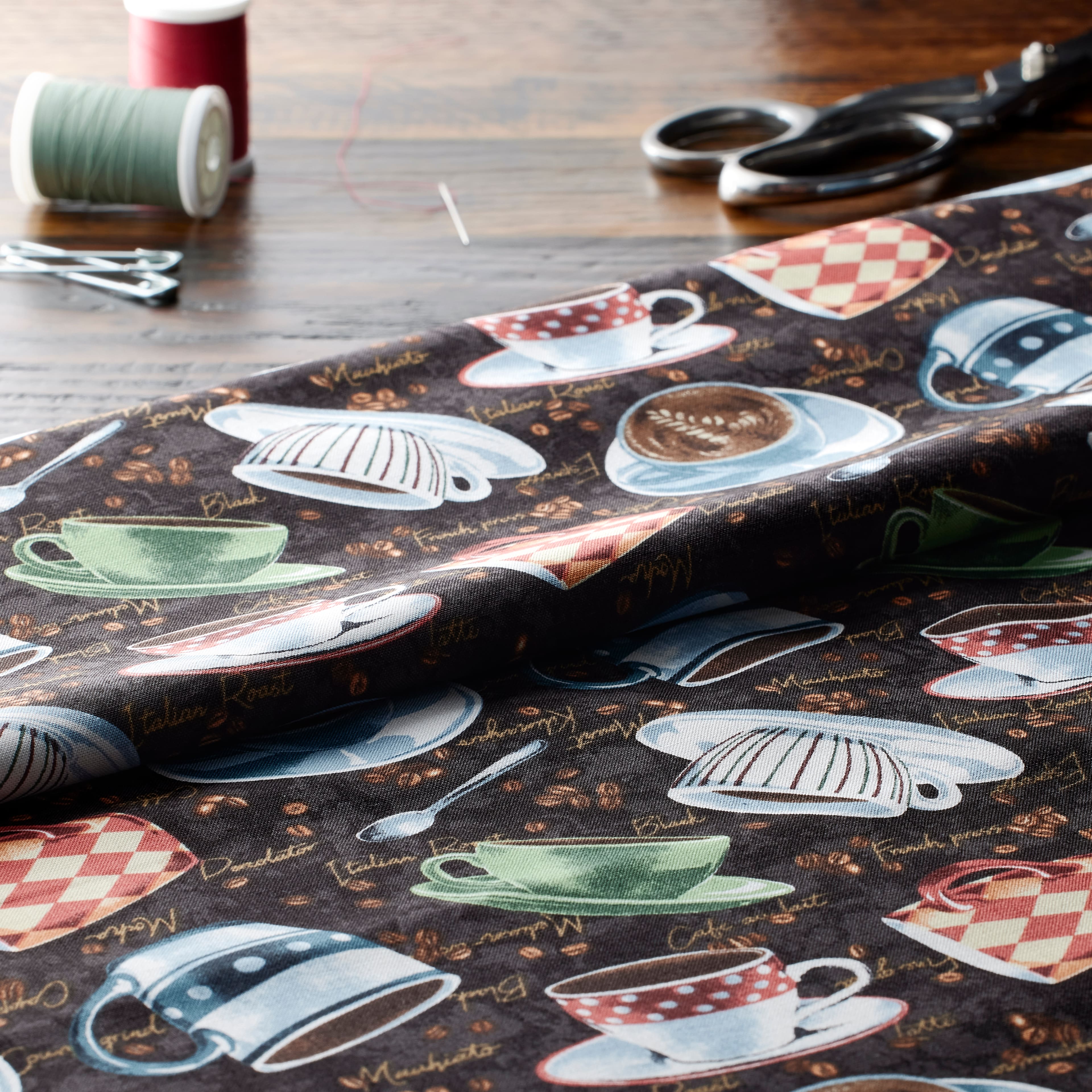 Brown Coffee Mug Toss Cotton Fabric