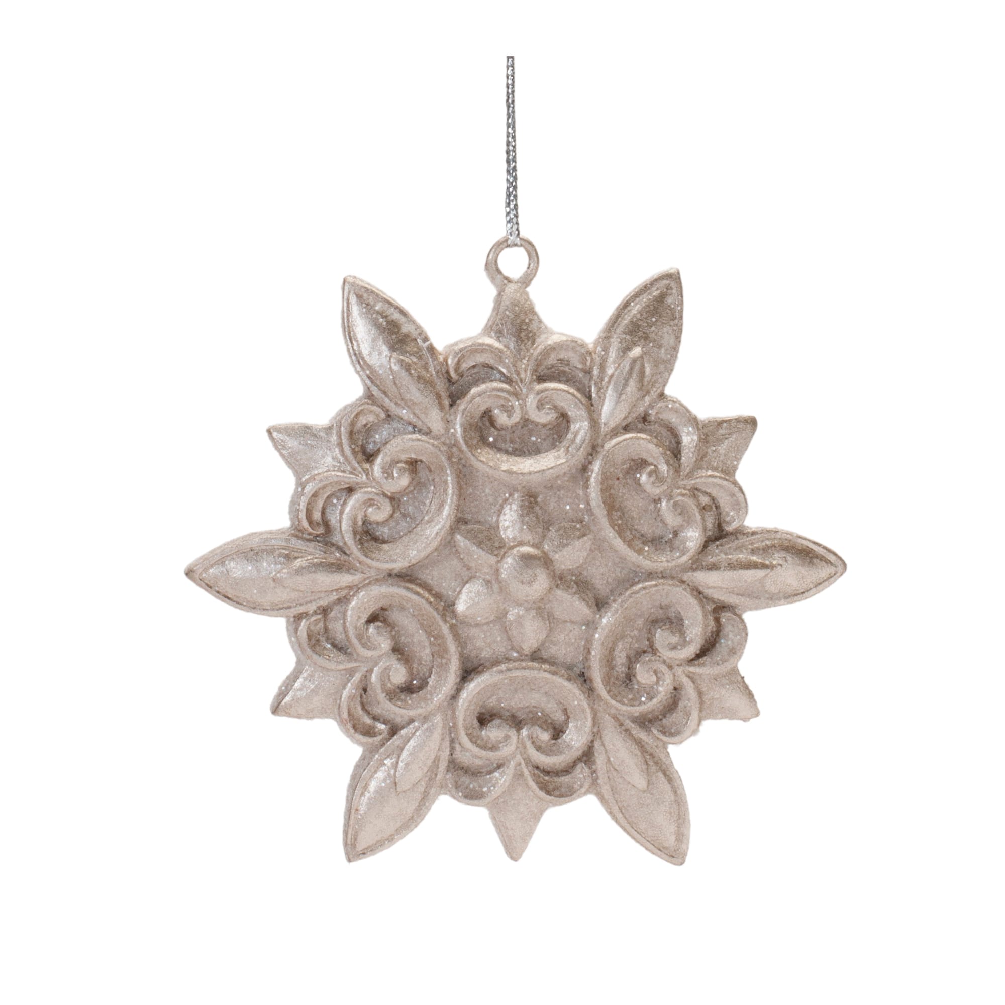 Ornate Champagne Snowflake Ornaments Set