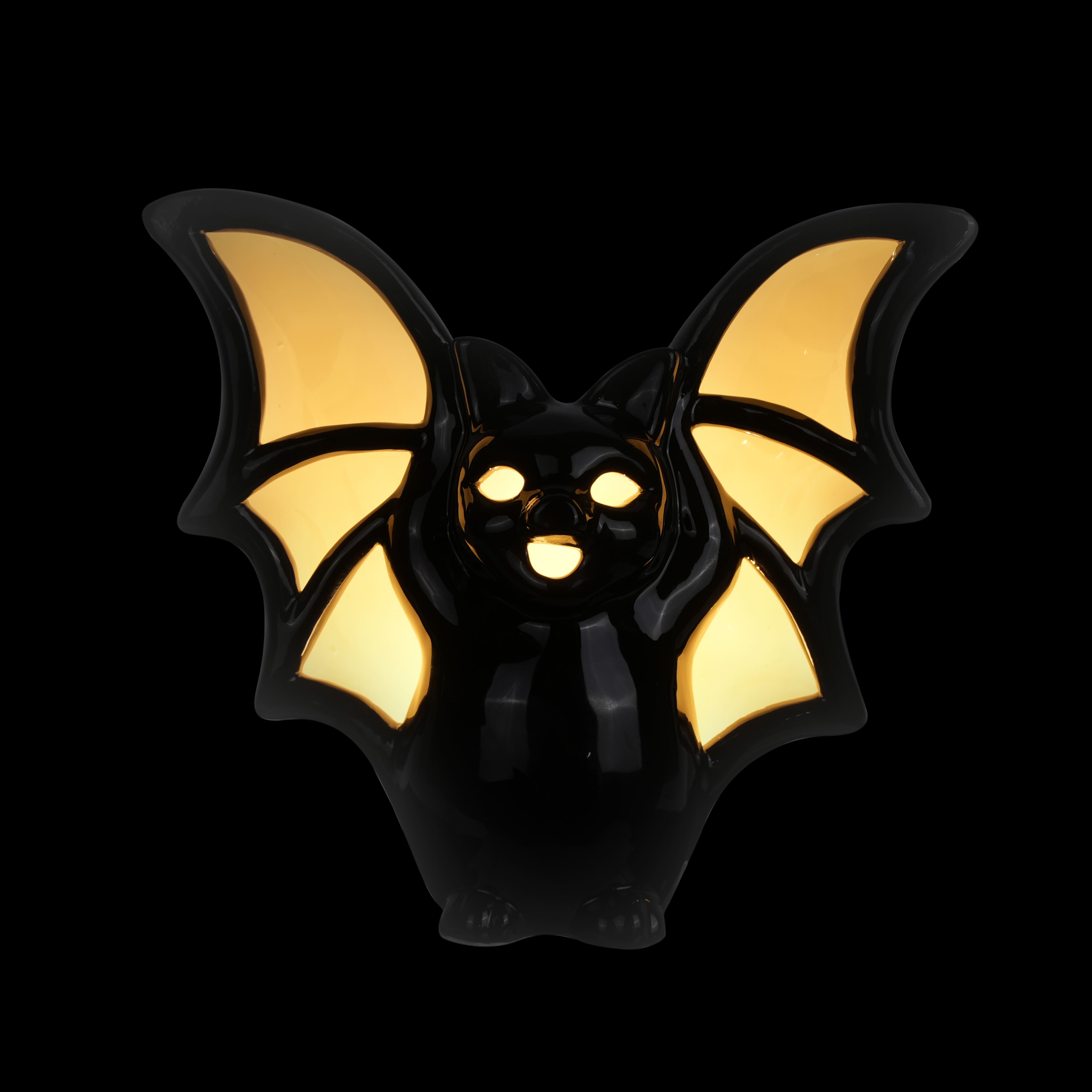 8&#x22; Black Bat LED Ceramic Tabletop D&#xE9;cor by Ashland&#xAE;