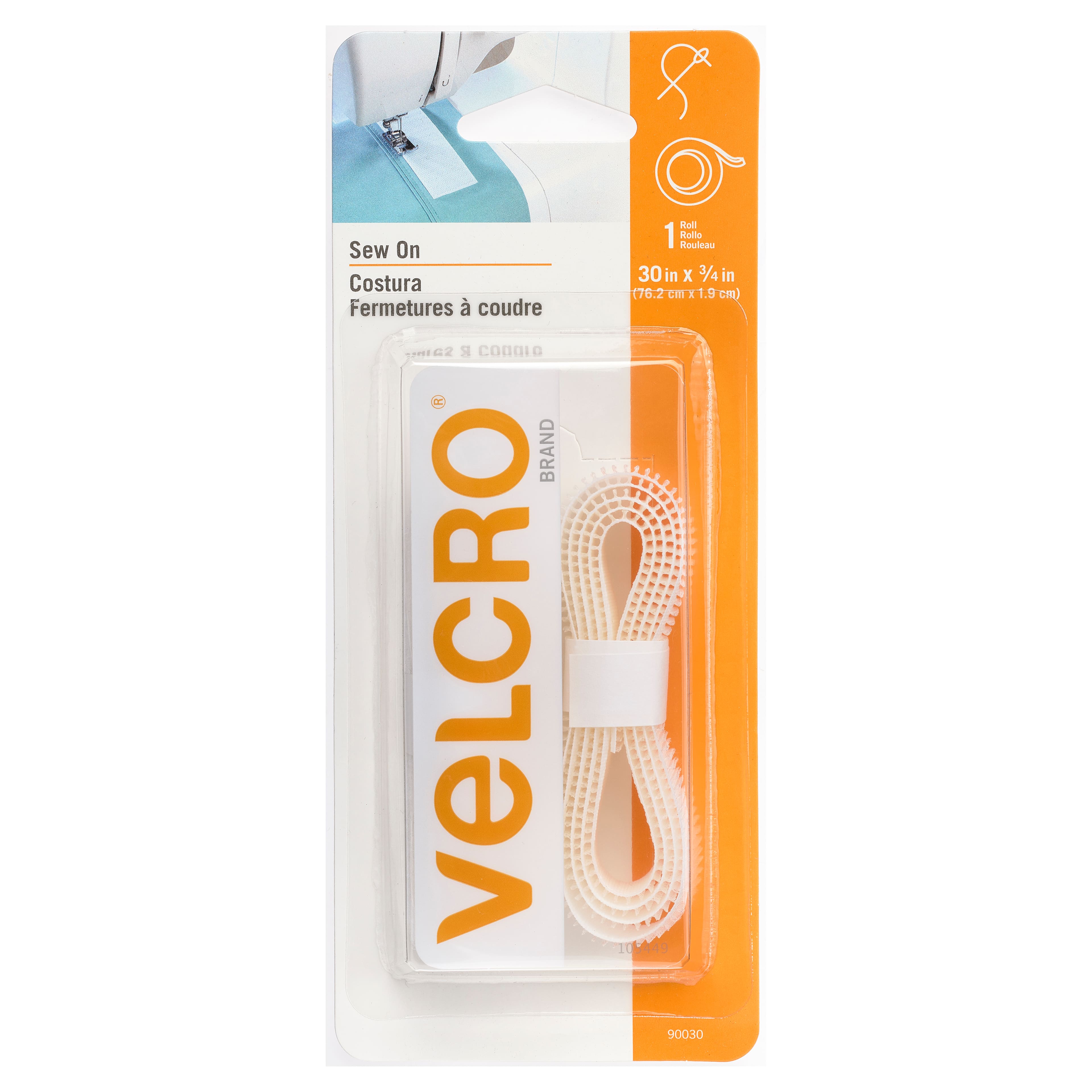 Velcro Hook Only Sew On 5/8 White