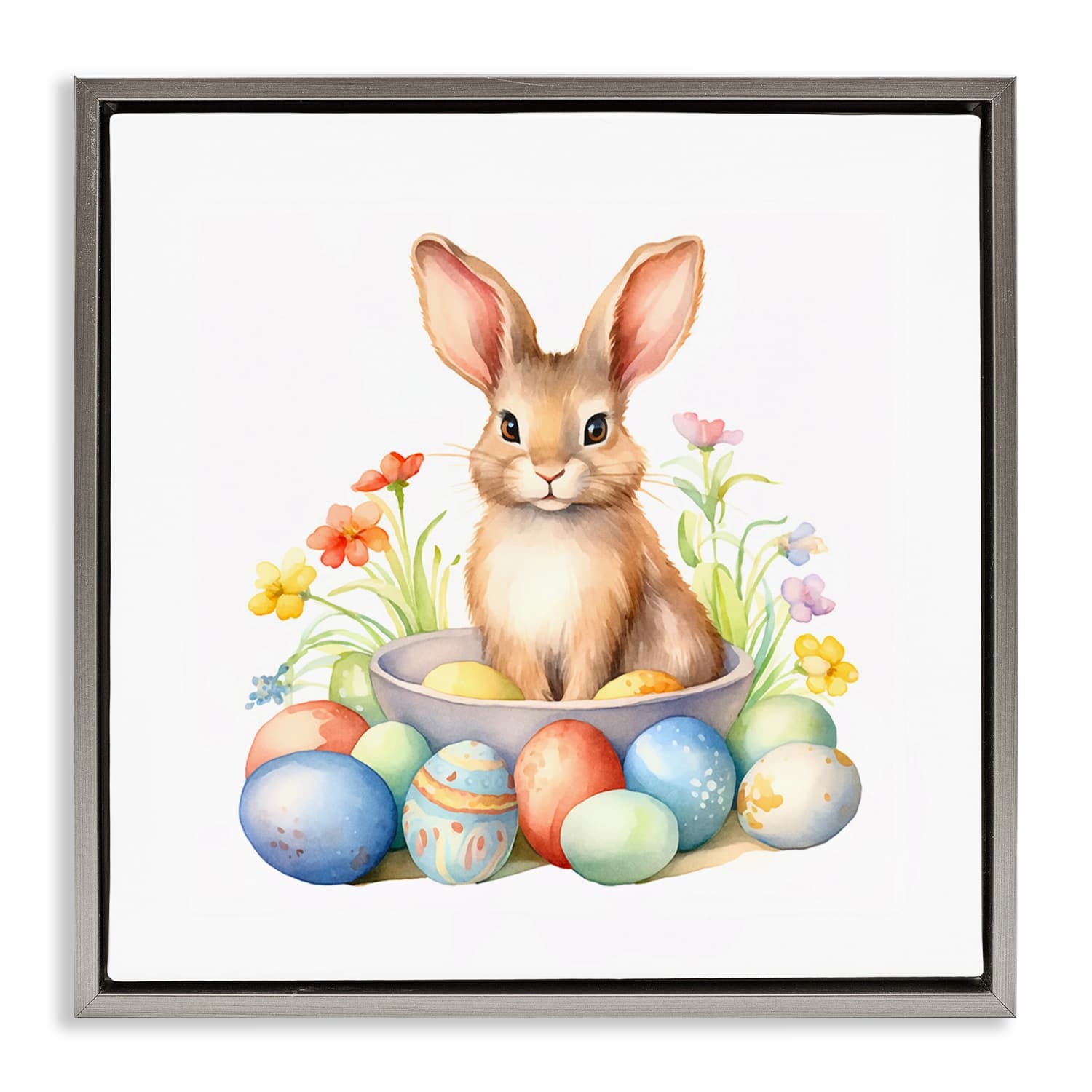 Stupell Industries Easter Bunny & Eggs Floater Framed Art